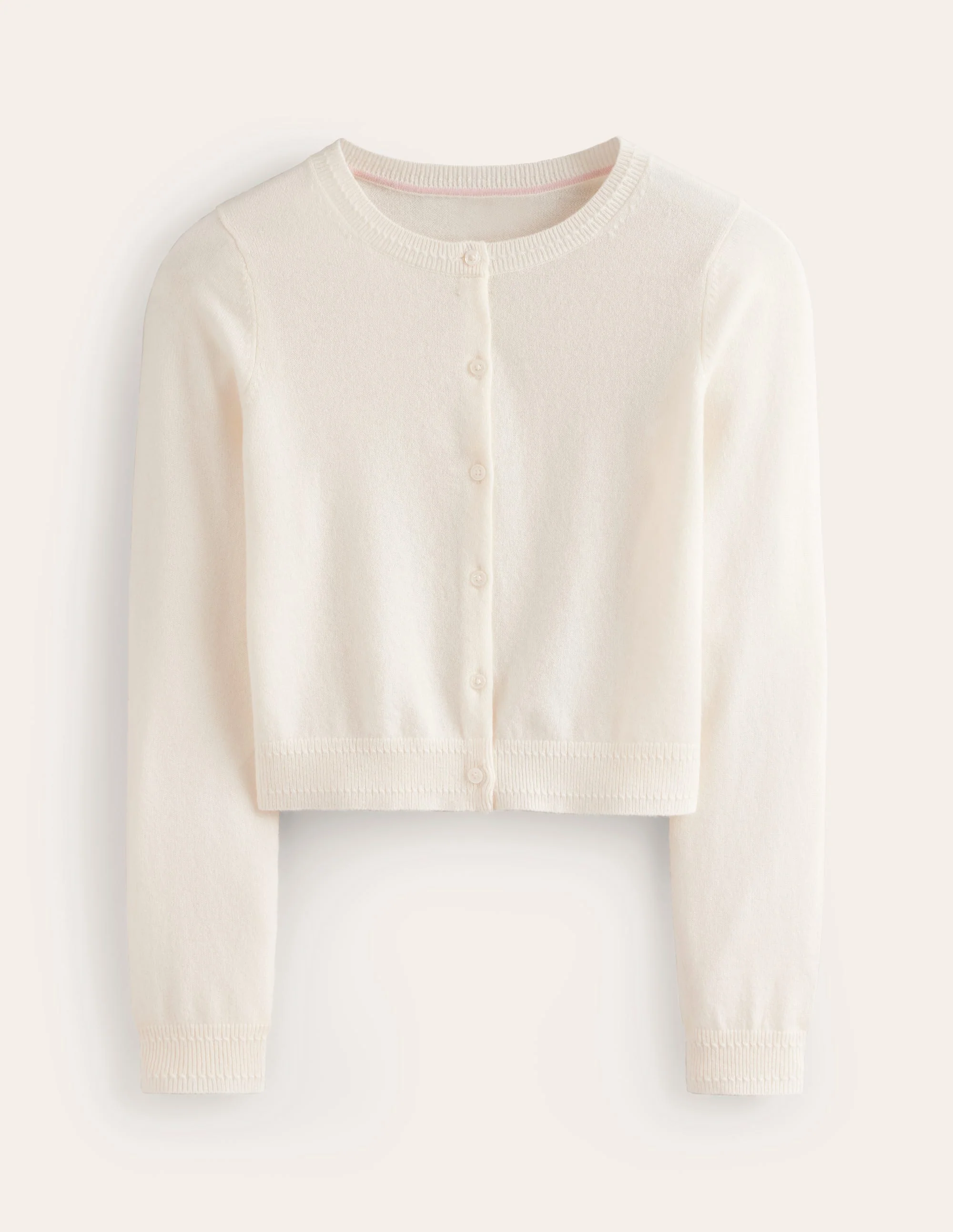 Eva Cashmere Cropped Cardigan-Warm Ivory - Image 5