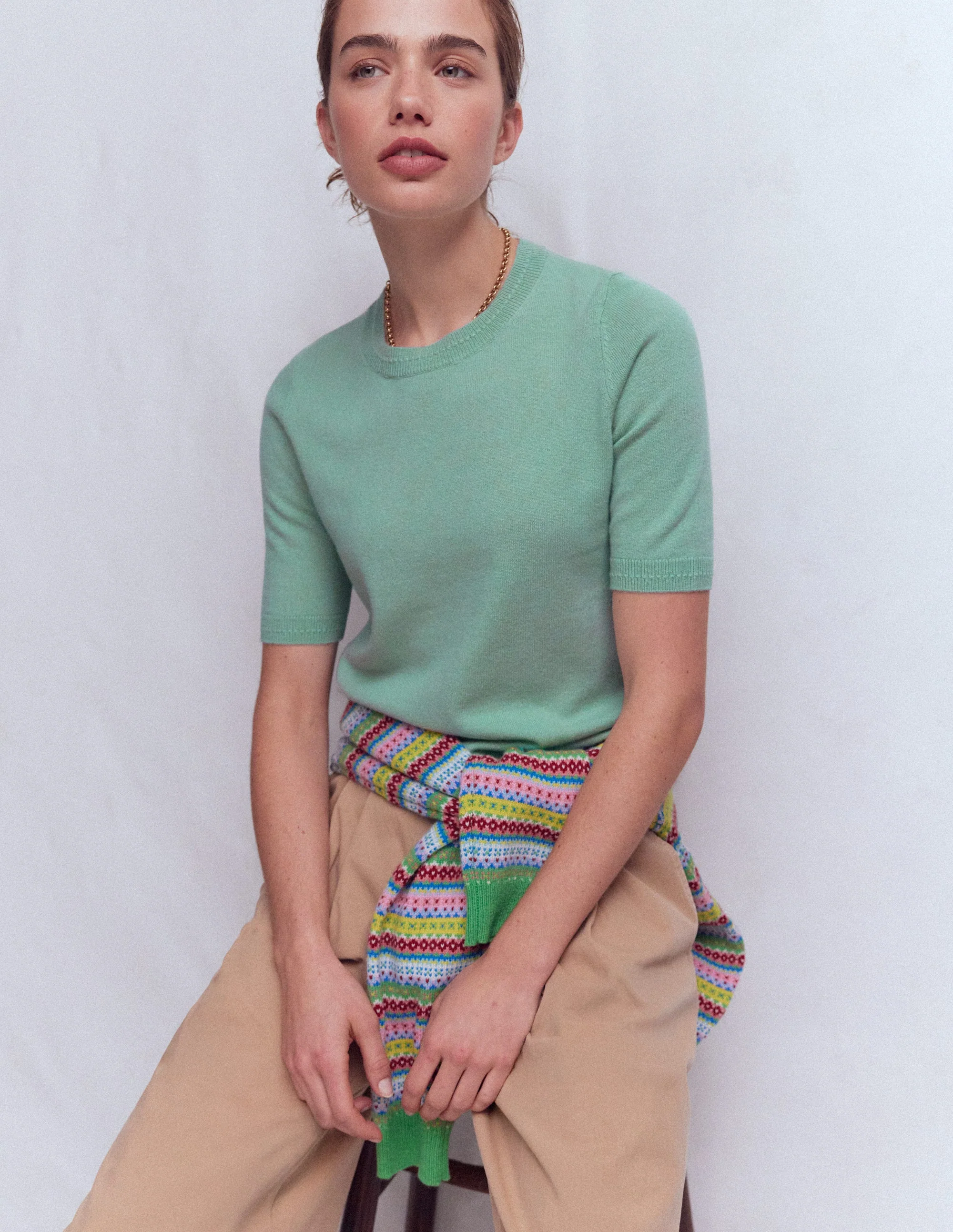 Eva Cashmere T-Shirt-Celadon Blue