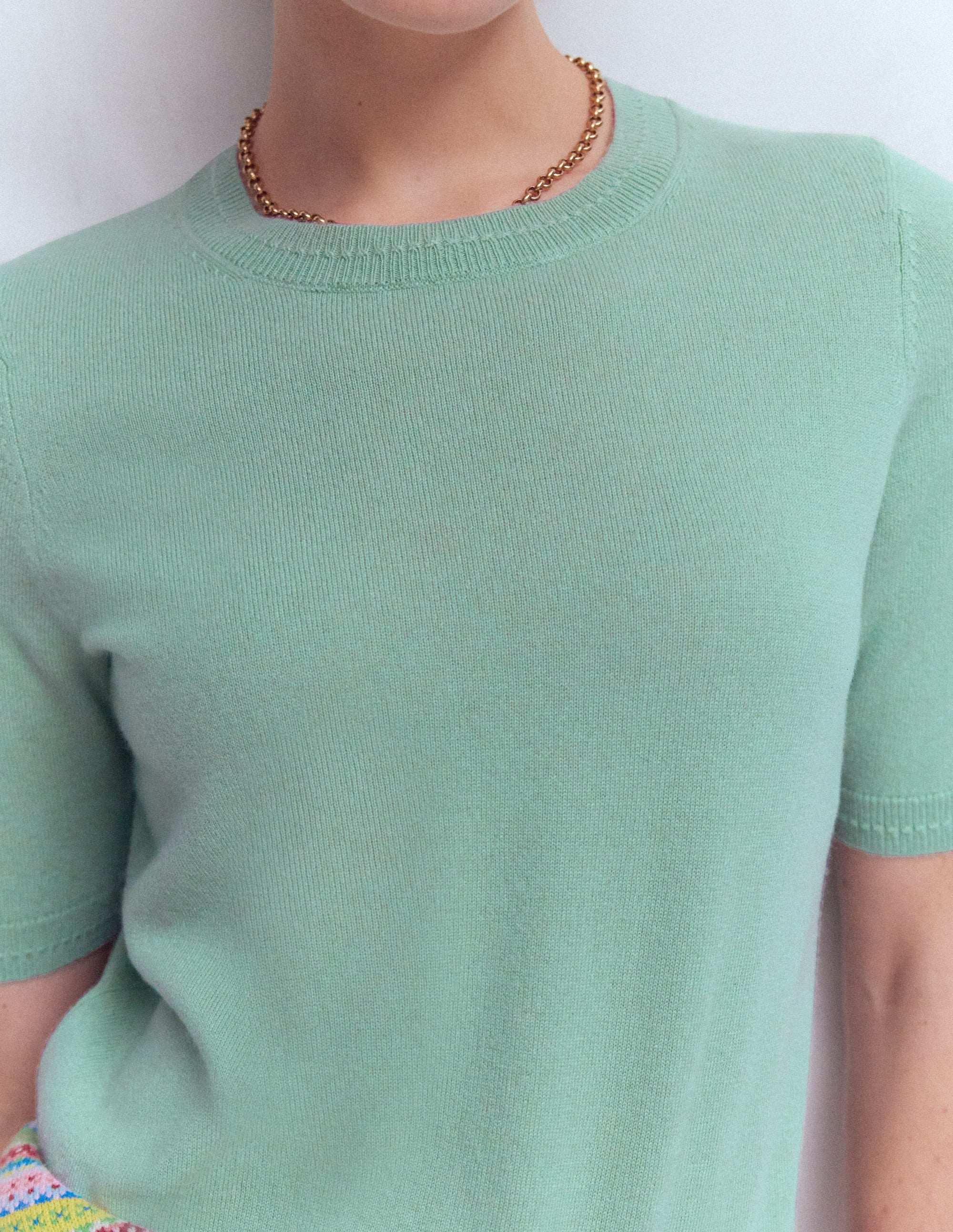 Eva Cashmere T-Shirt-Celadon Blue - Image 2