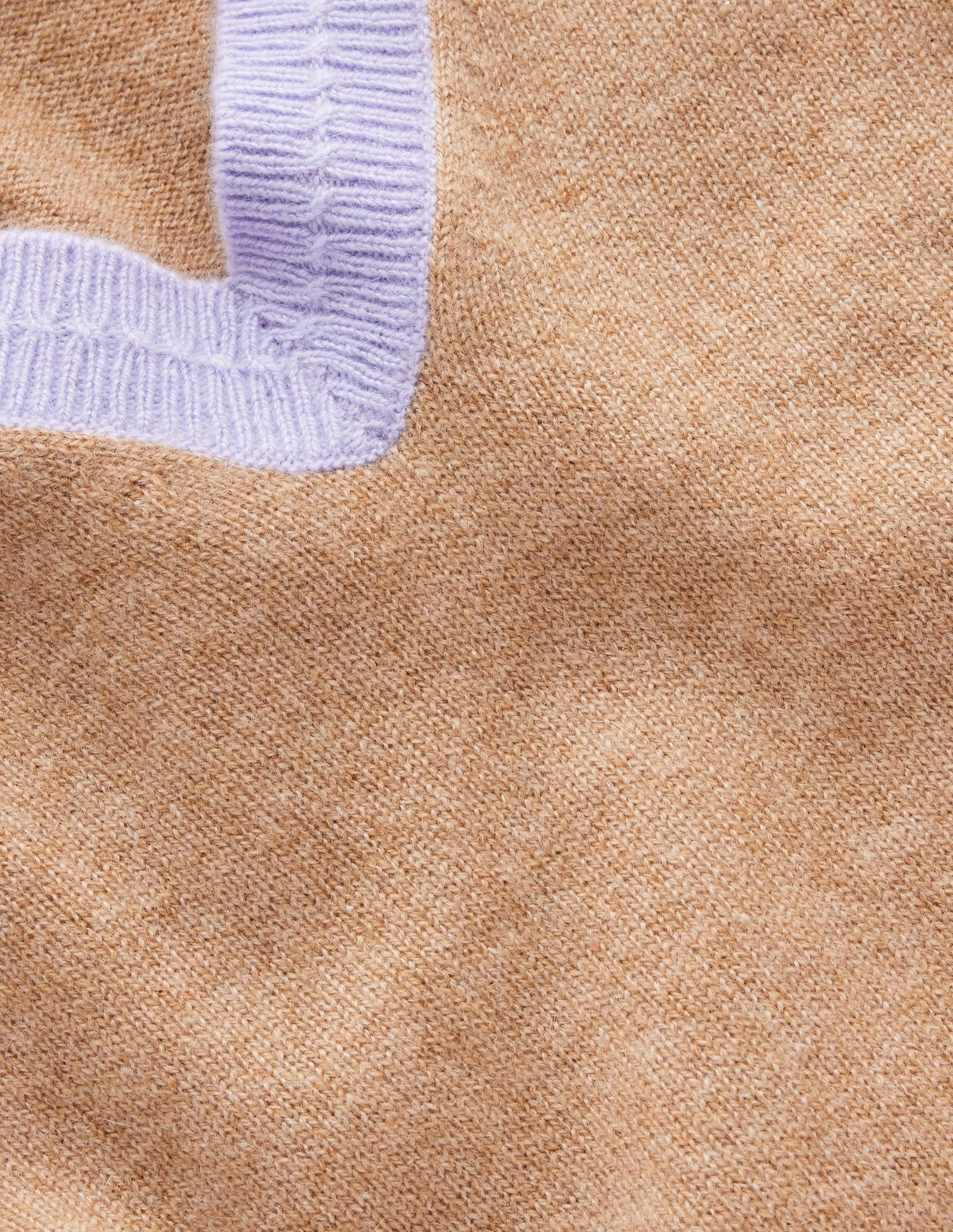 Eva Cashmere V-Neck Sweater-Camel Melange Colour Block - Image 6