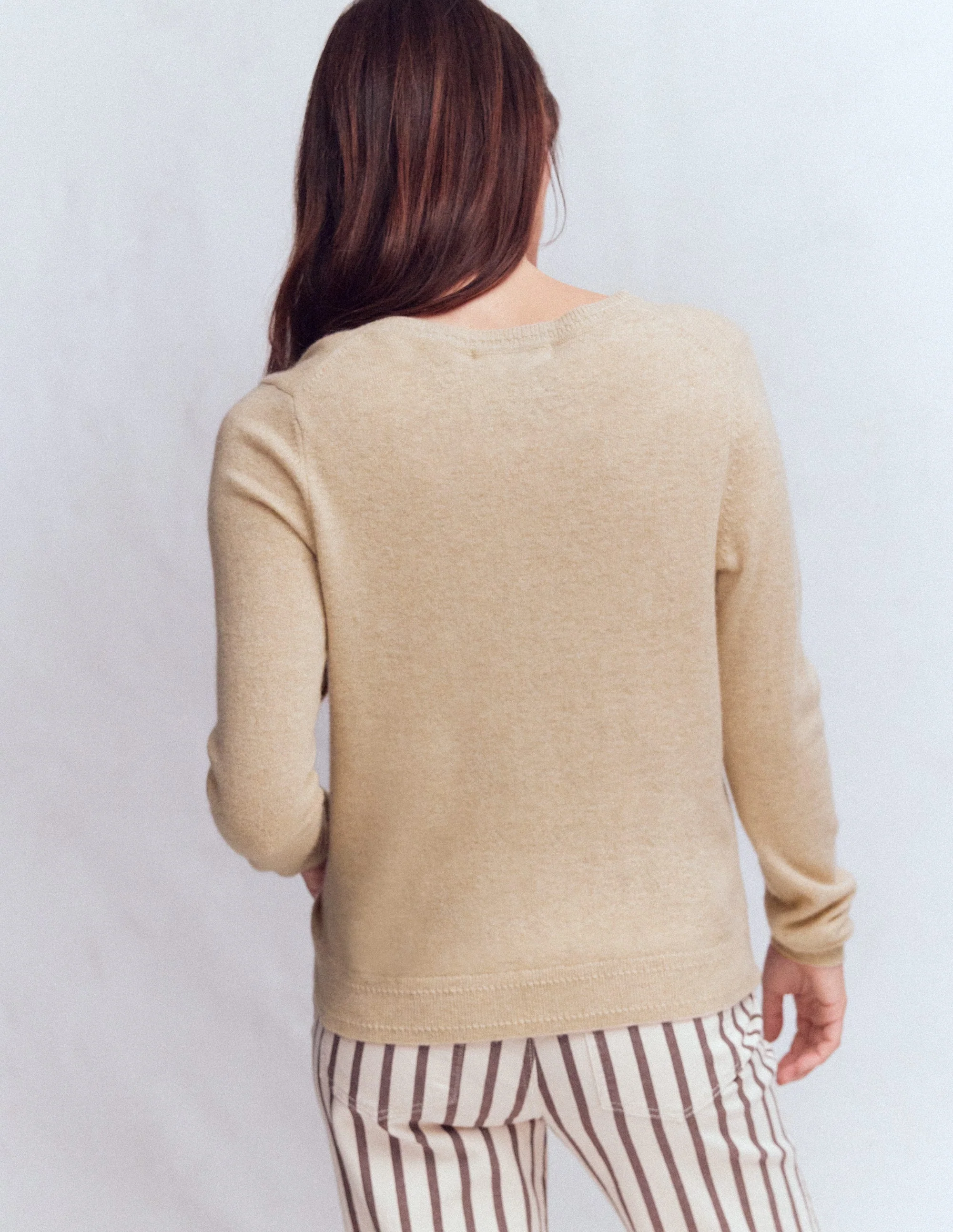 Eva Cashmere V-Neck Sweater-Chinchilla Melange - Image 3