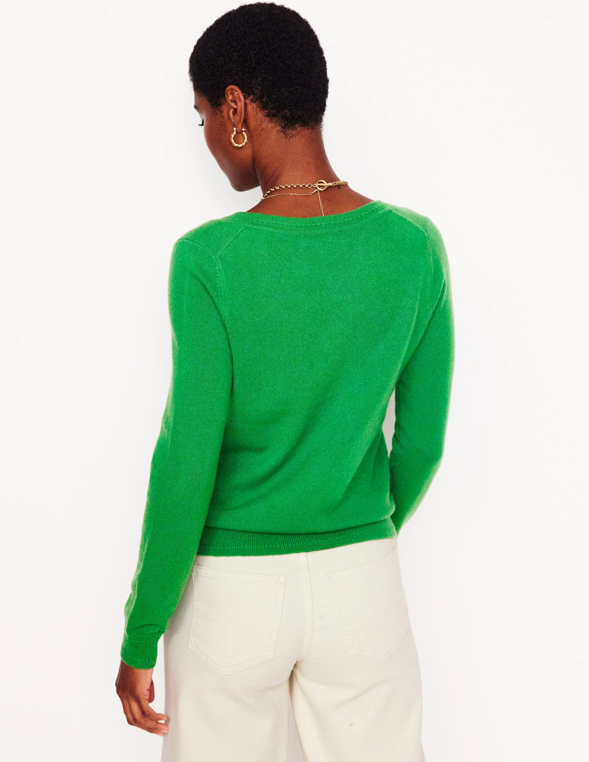 Eva Cashmere V-Neck Sweater-Paradise Green - Image 3