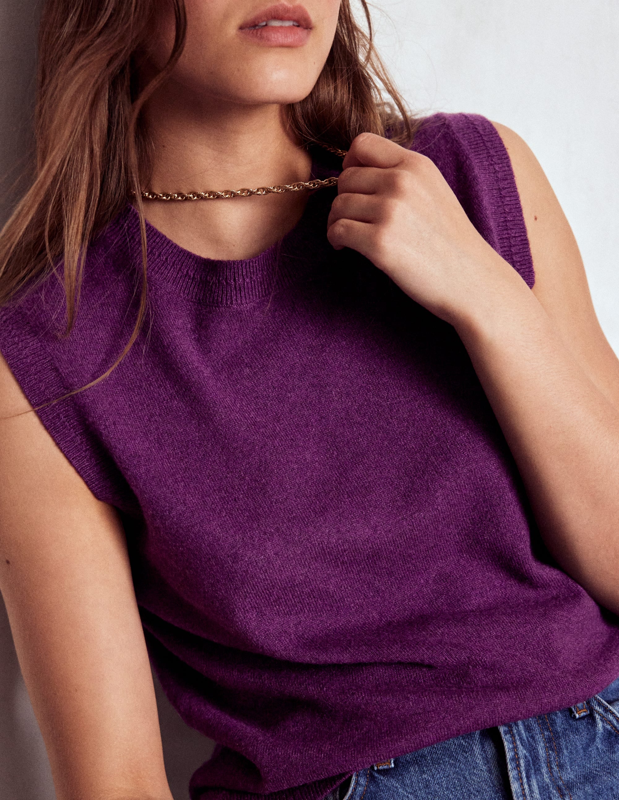 Eva Cashmere Vest-Plum Melange - Image 5