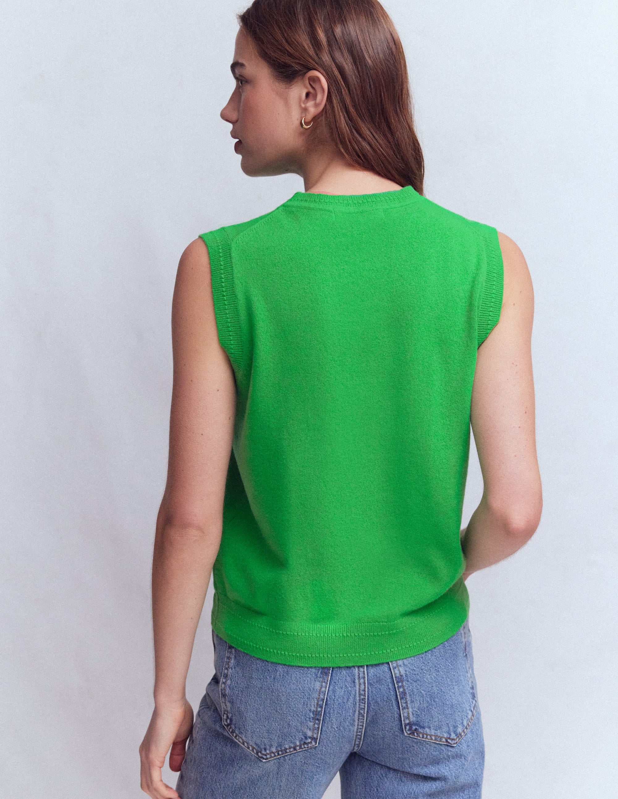 Eva Cashmere Vest-Sapling Green - Image 3