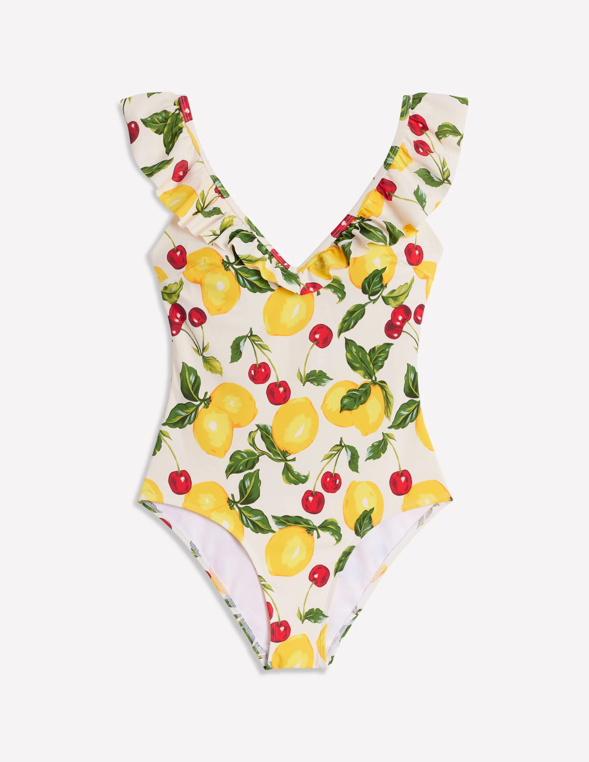 Evia Ruffle Swimsuit-Ivory, Cherries and Lemons - Image 6