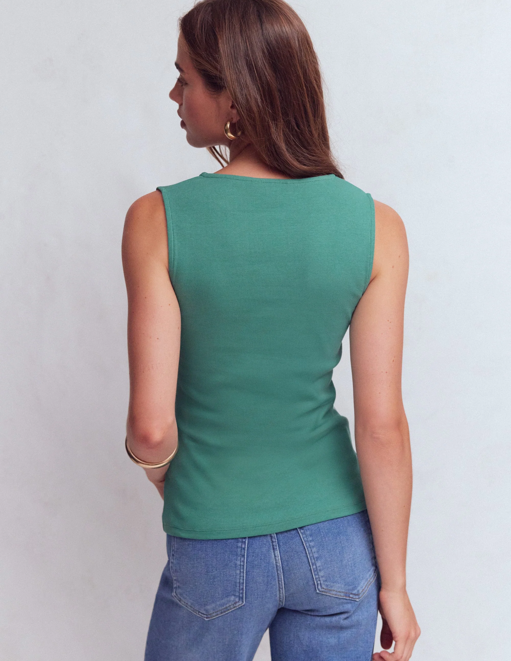 Evie Button Through Rib Vest-Deep Sea - Image 3