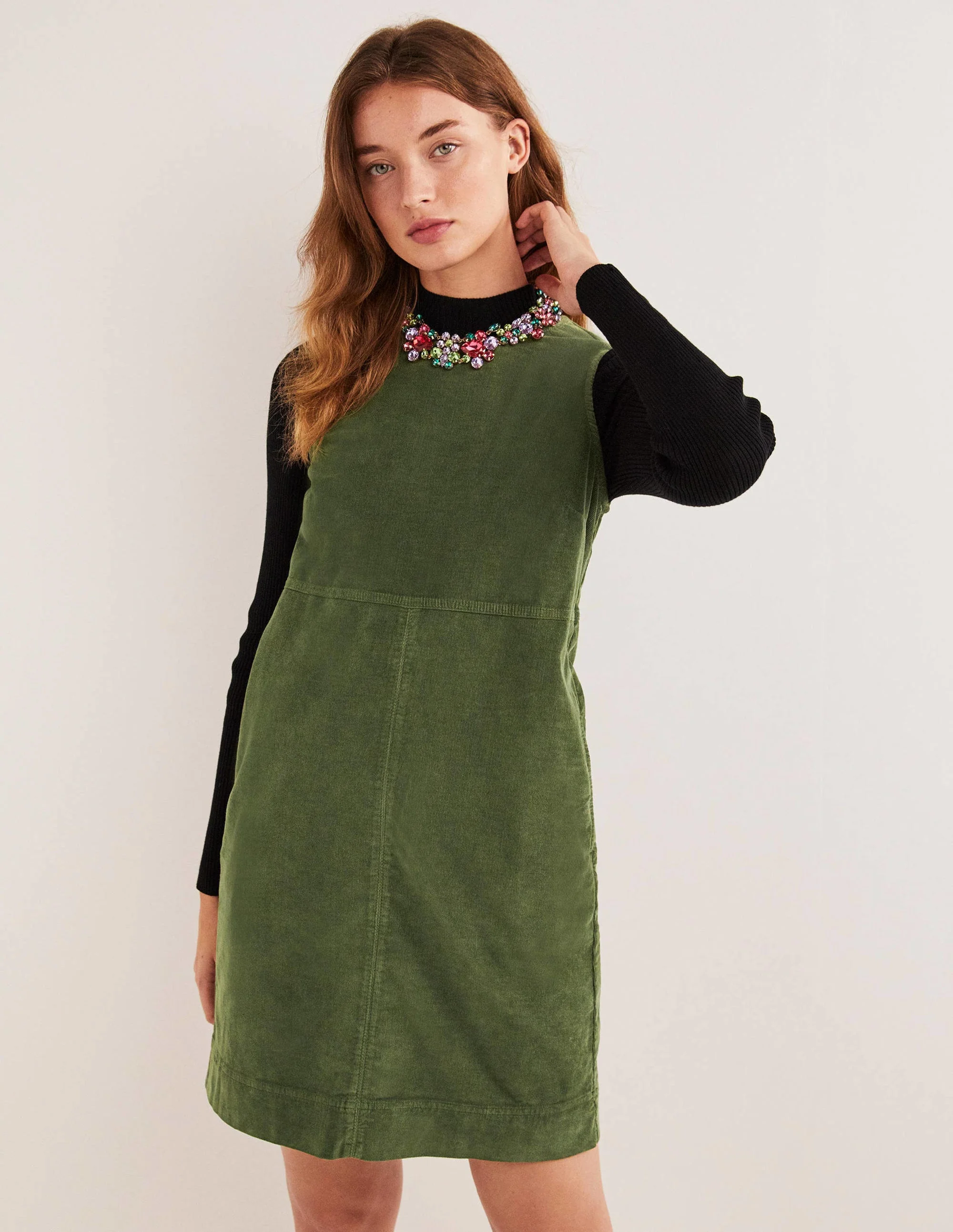 Evie Cord Shift Dress-Kale - Image 4
