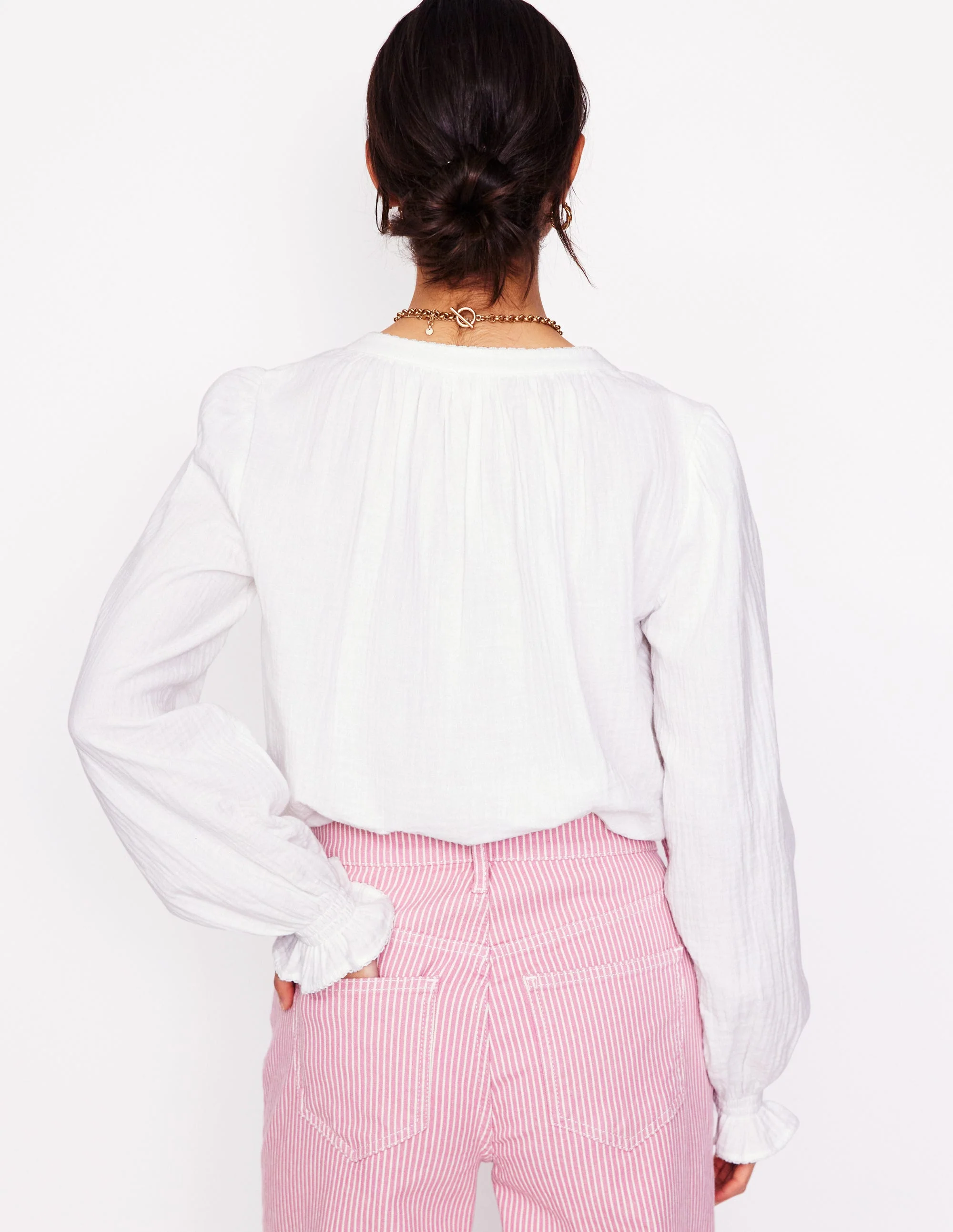 Evie Double Cloth Top-White - Image 3