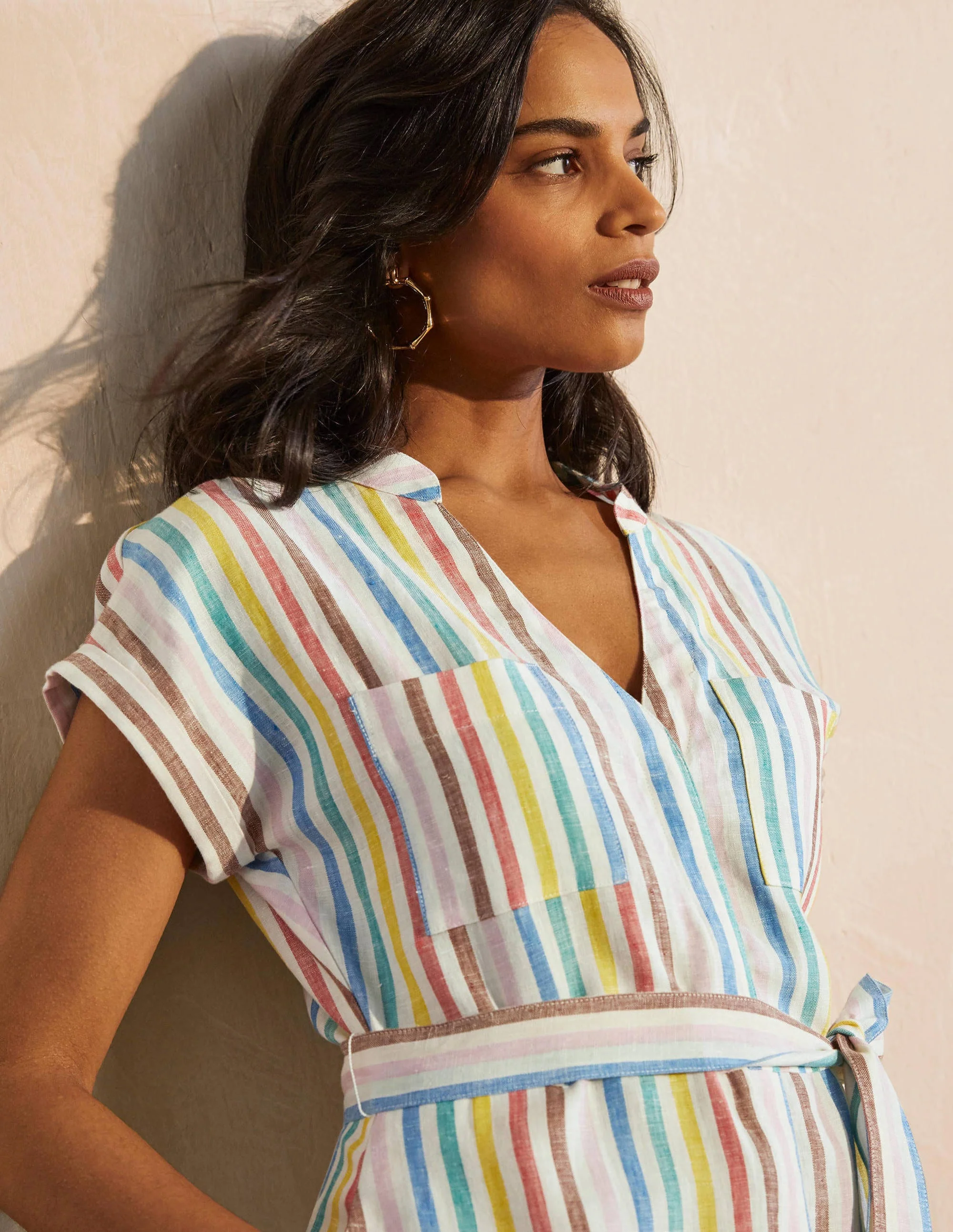 Evie Linen Shirt Dress-Multistripe - Image 3