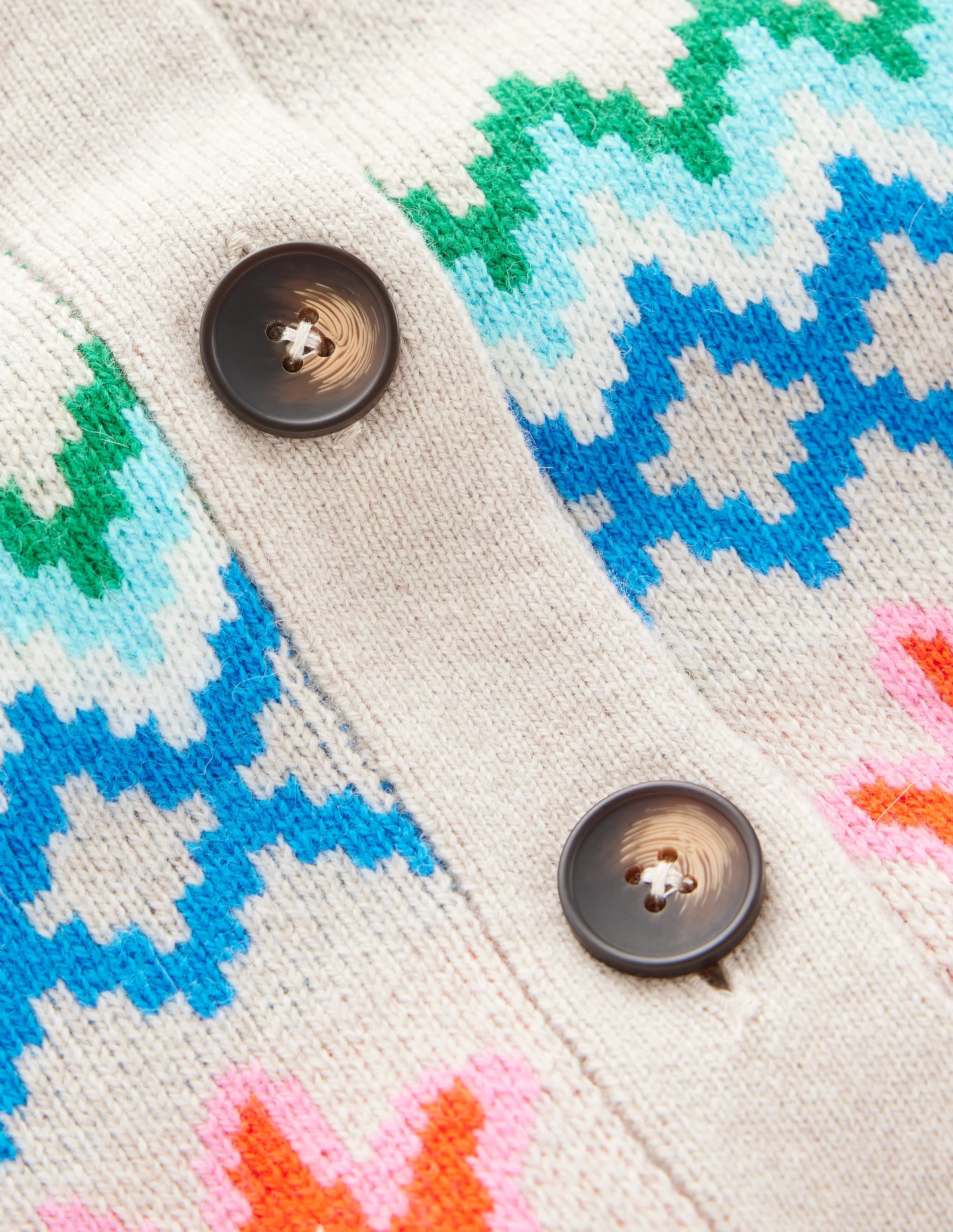 Fair Isle Boyfriend Cardigan-Oatmeal Melange, Birds - Image 7