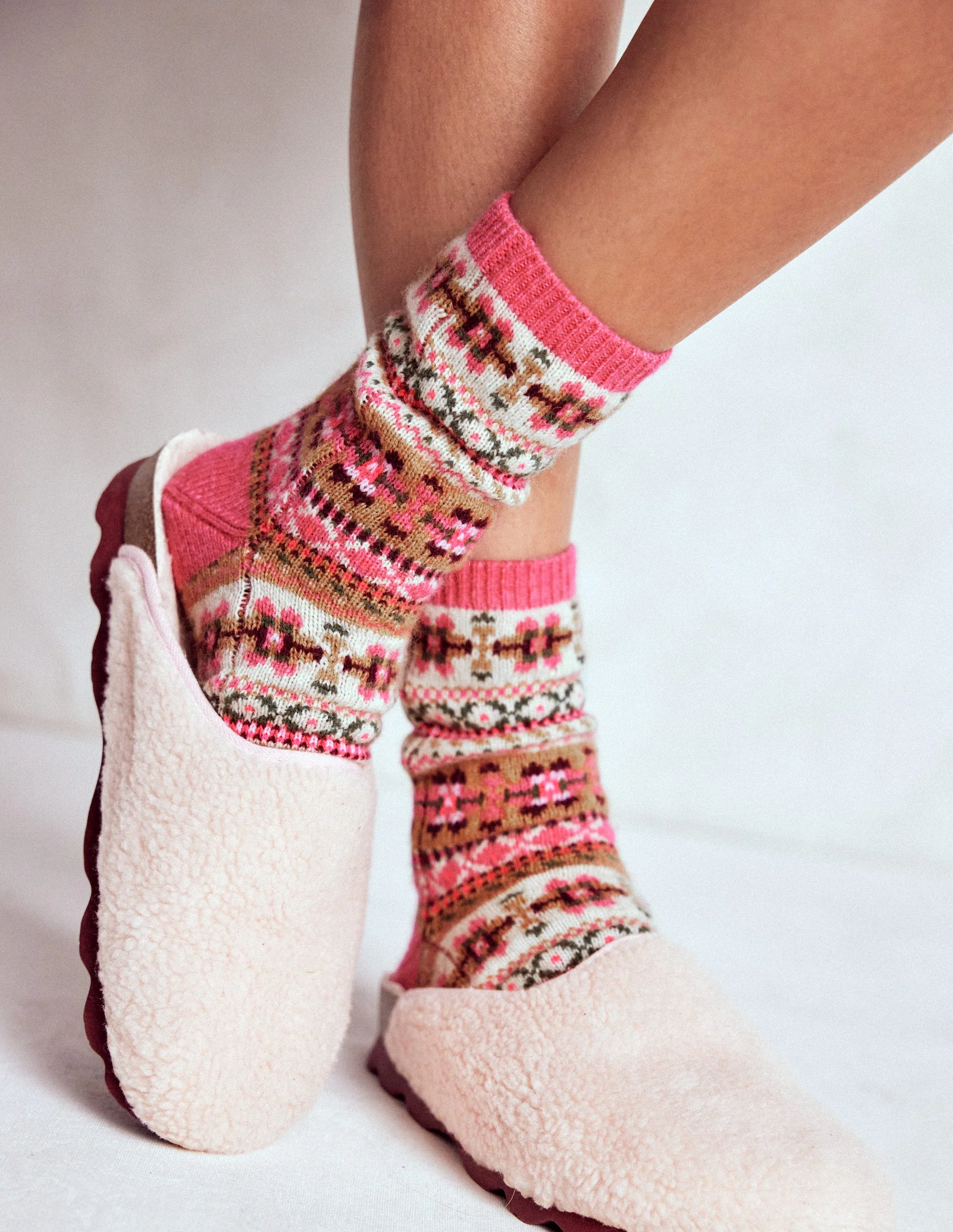 Fair Isle Socks-Pink - Image 2