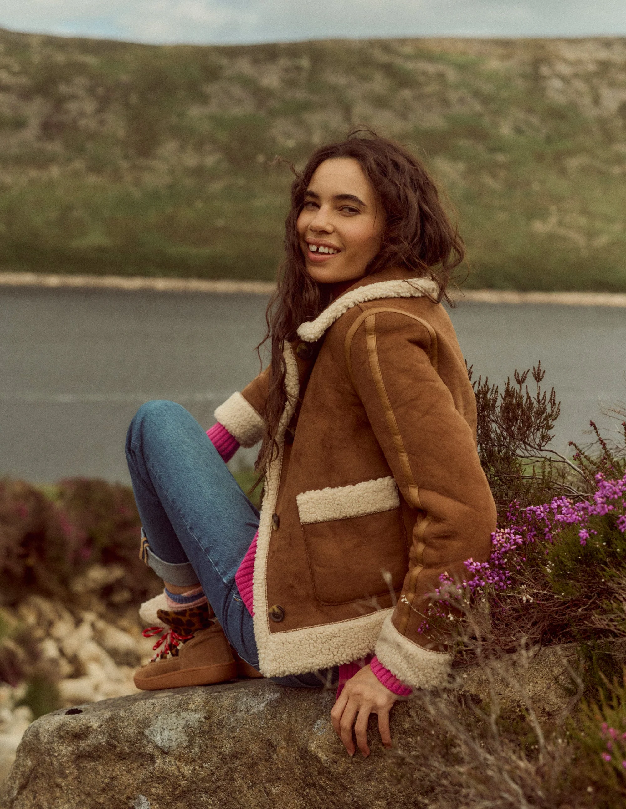 Faux Shearling Jacket-Brown - Image 6