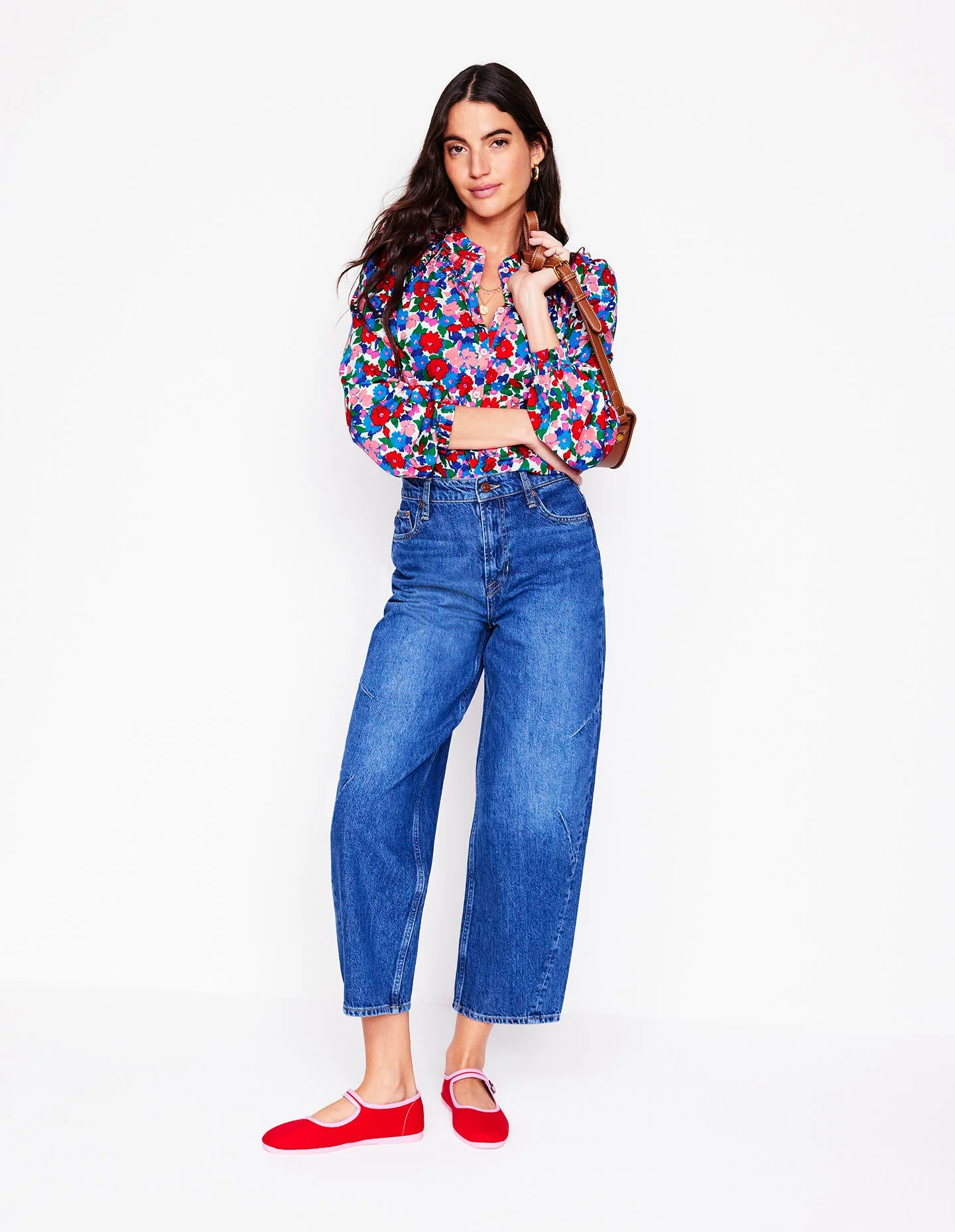 Fay Smocked Jersey Shirt-Multi, Painterly Meadow - Image 5