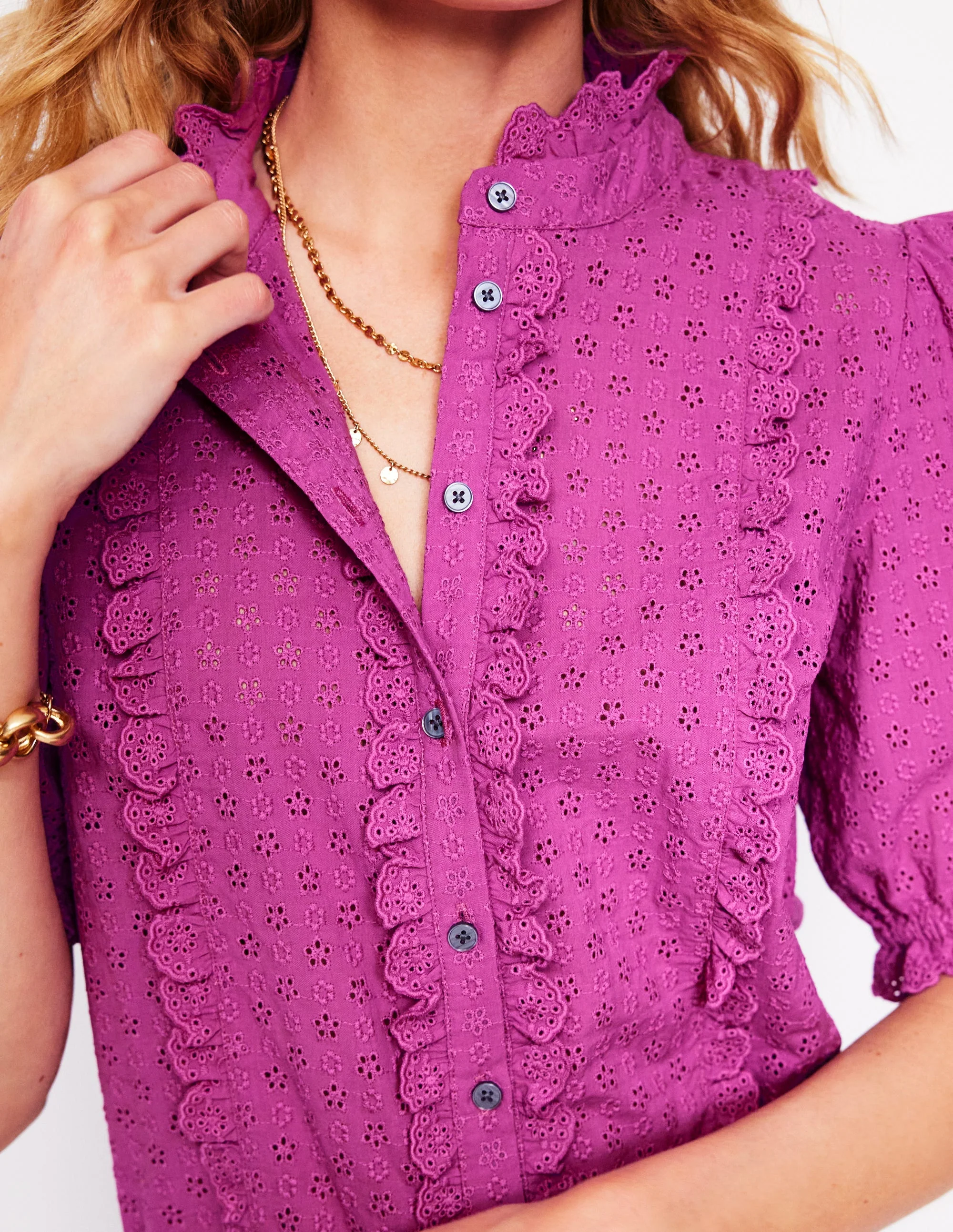 Feminine Cotton Blouse-Foxglove Purple - Image 3