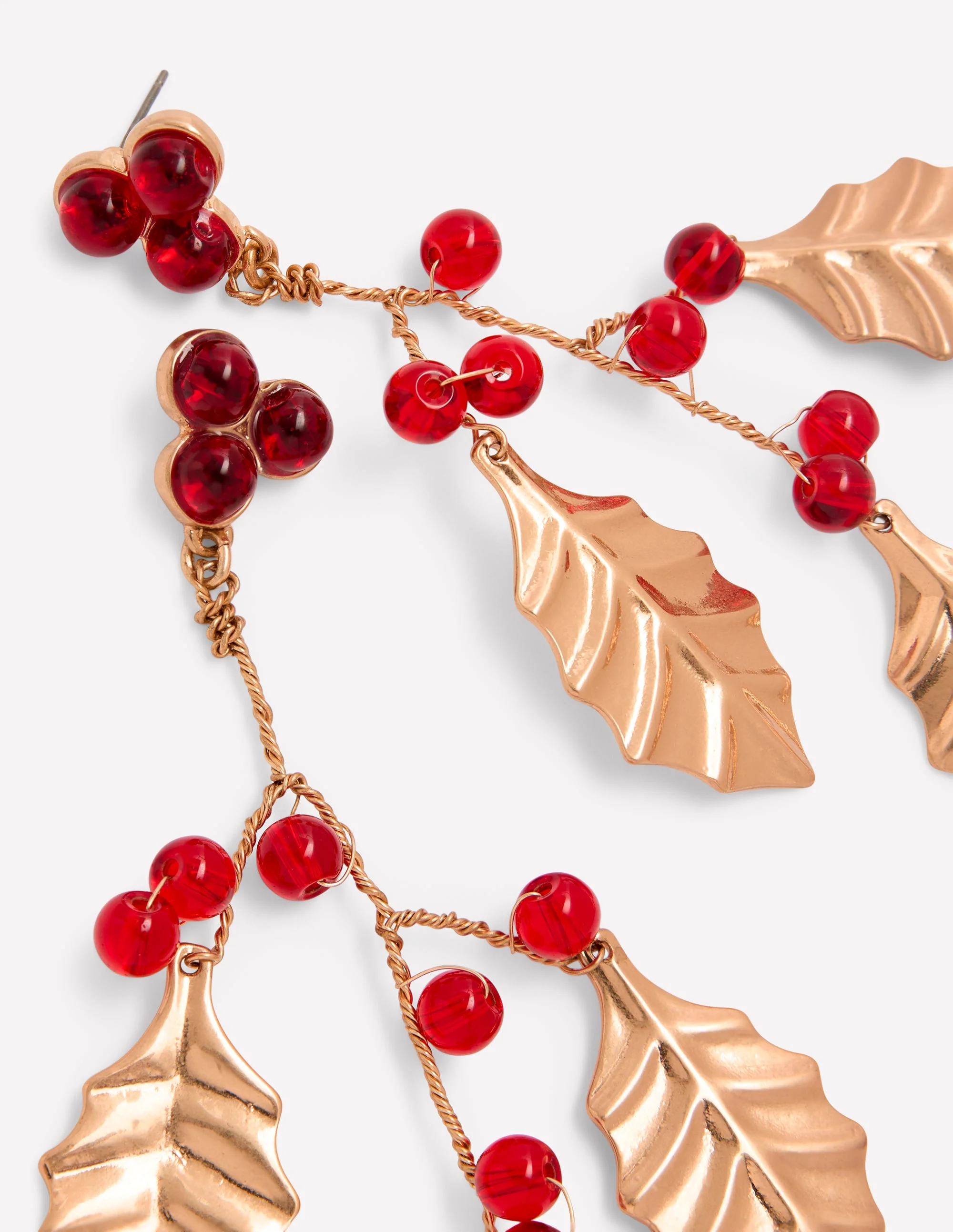 Festive Metal Earrings-Red - Image 3