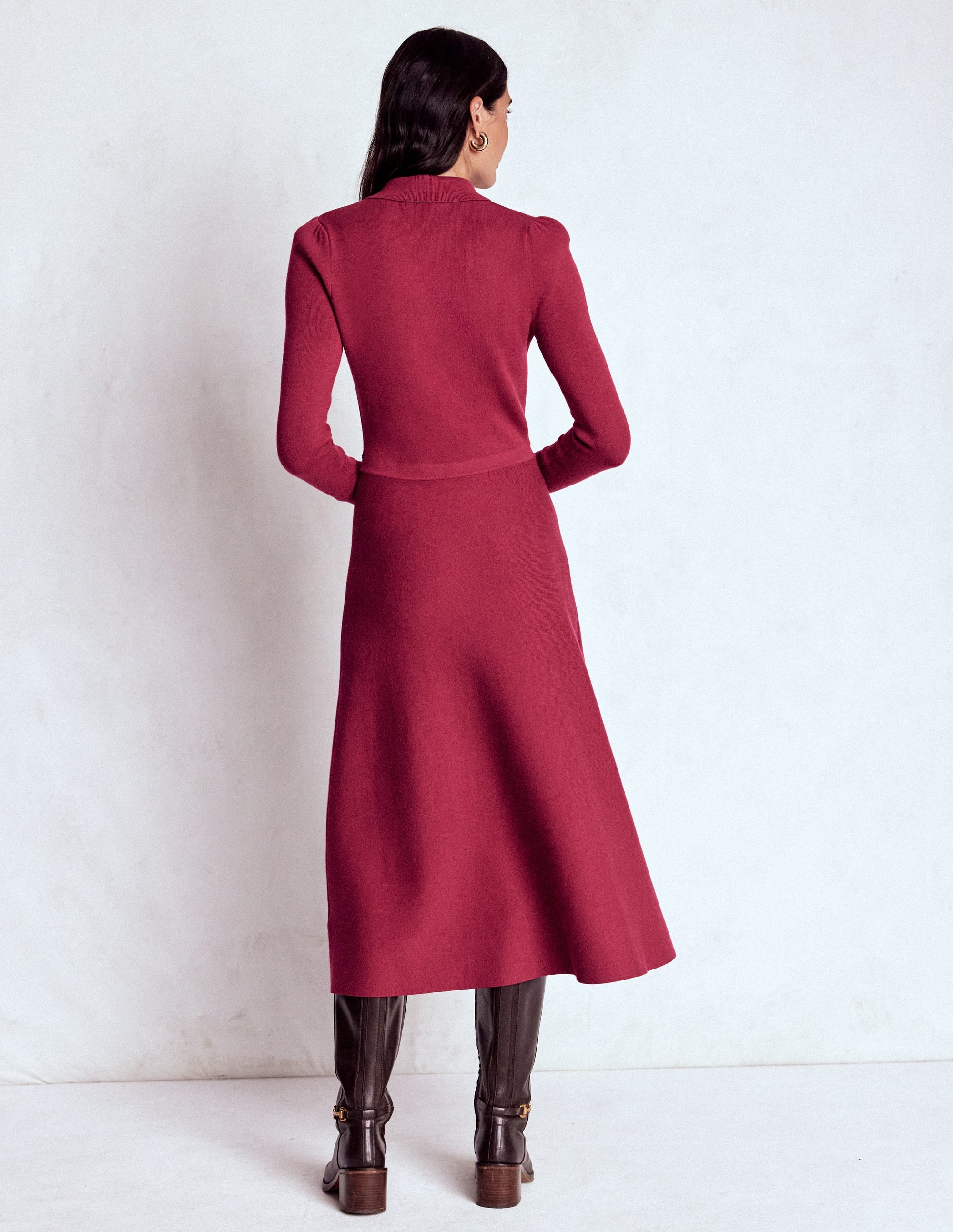 Fiona Zip Front Knitted Dress-Ruby Red - Image 4