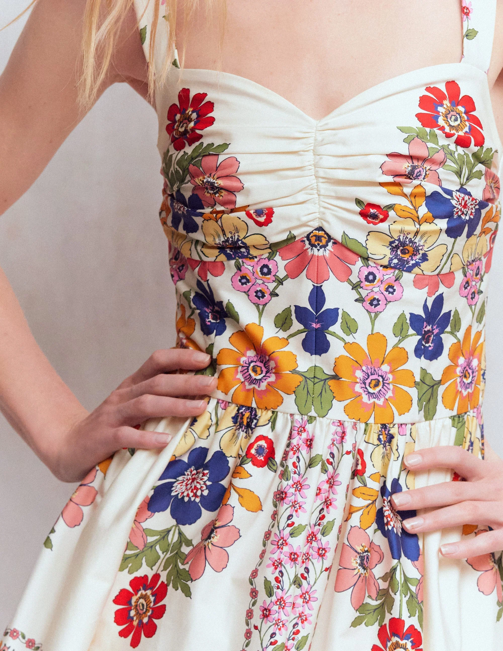 Fit and Flare Midi Dress-Multi Meadow Flowers Lattice - Image 4
