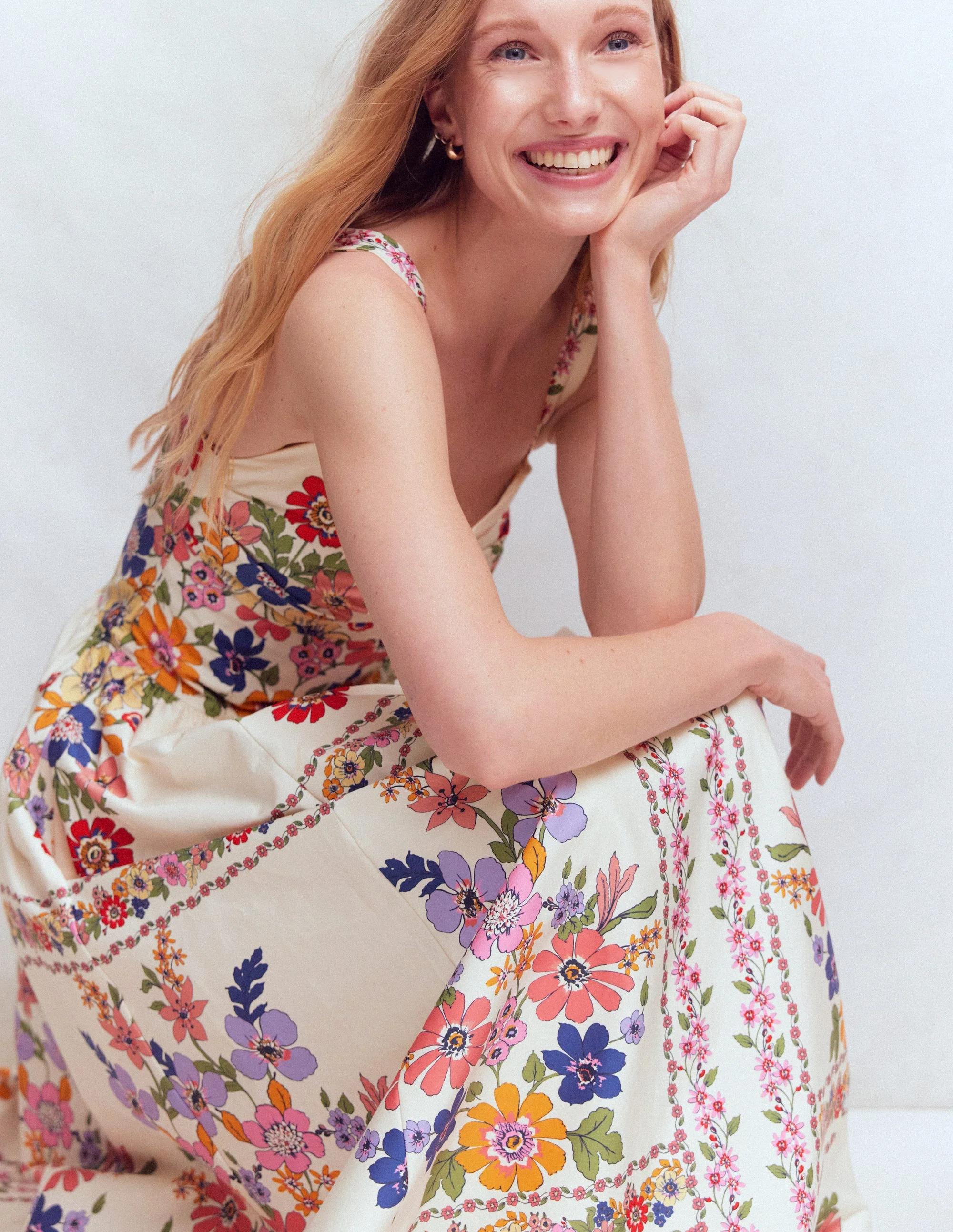 Fit and Flare Midi Dress-Multi Meadow Flowers Lattice - Image 6