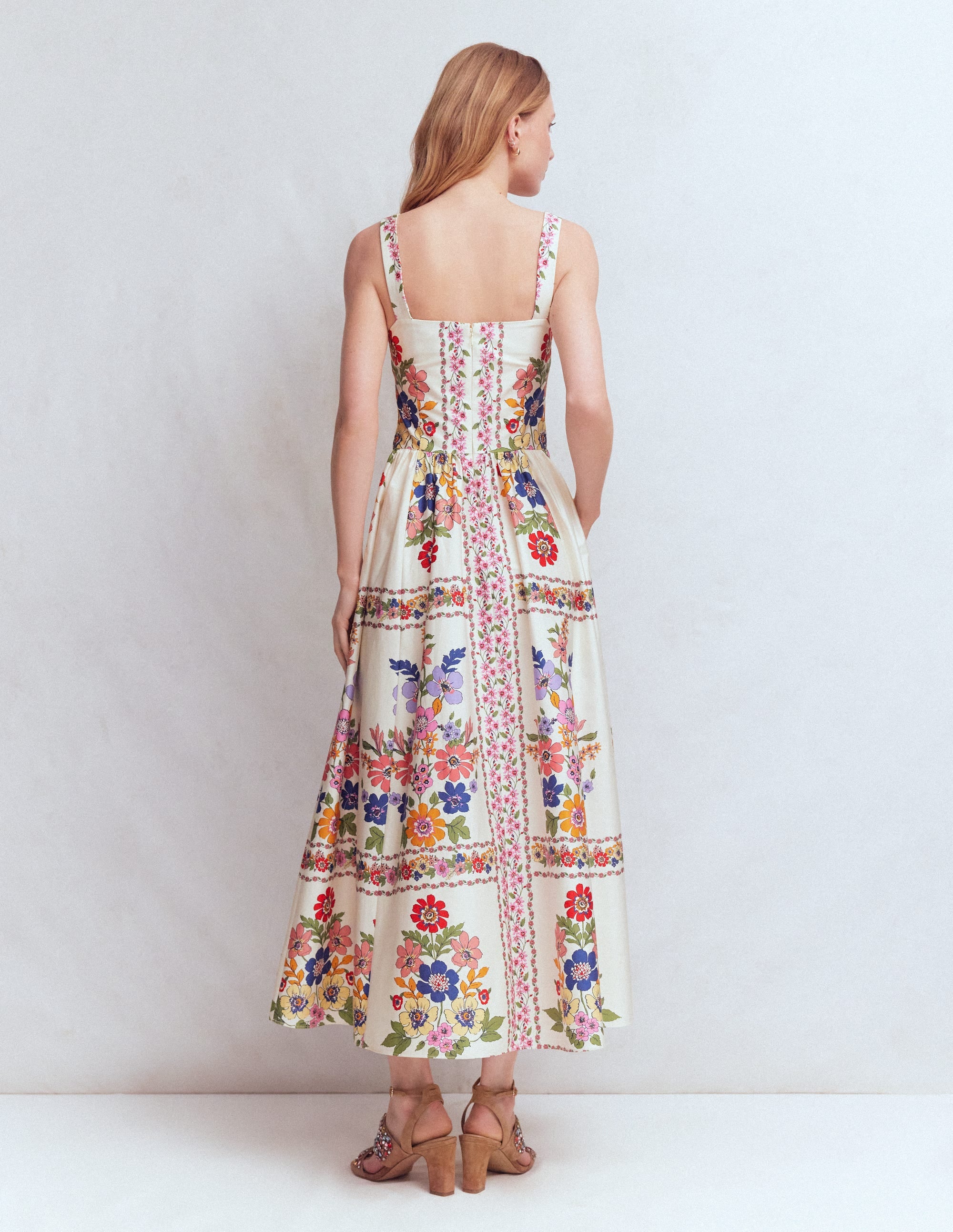 Fit and Flare Midi Dress-Multi Meadow Flowers Lattice - Image 7