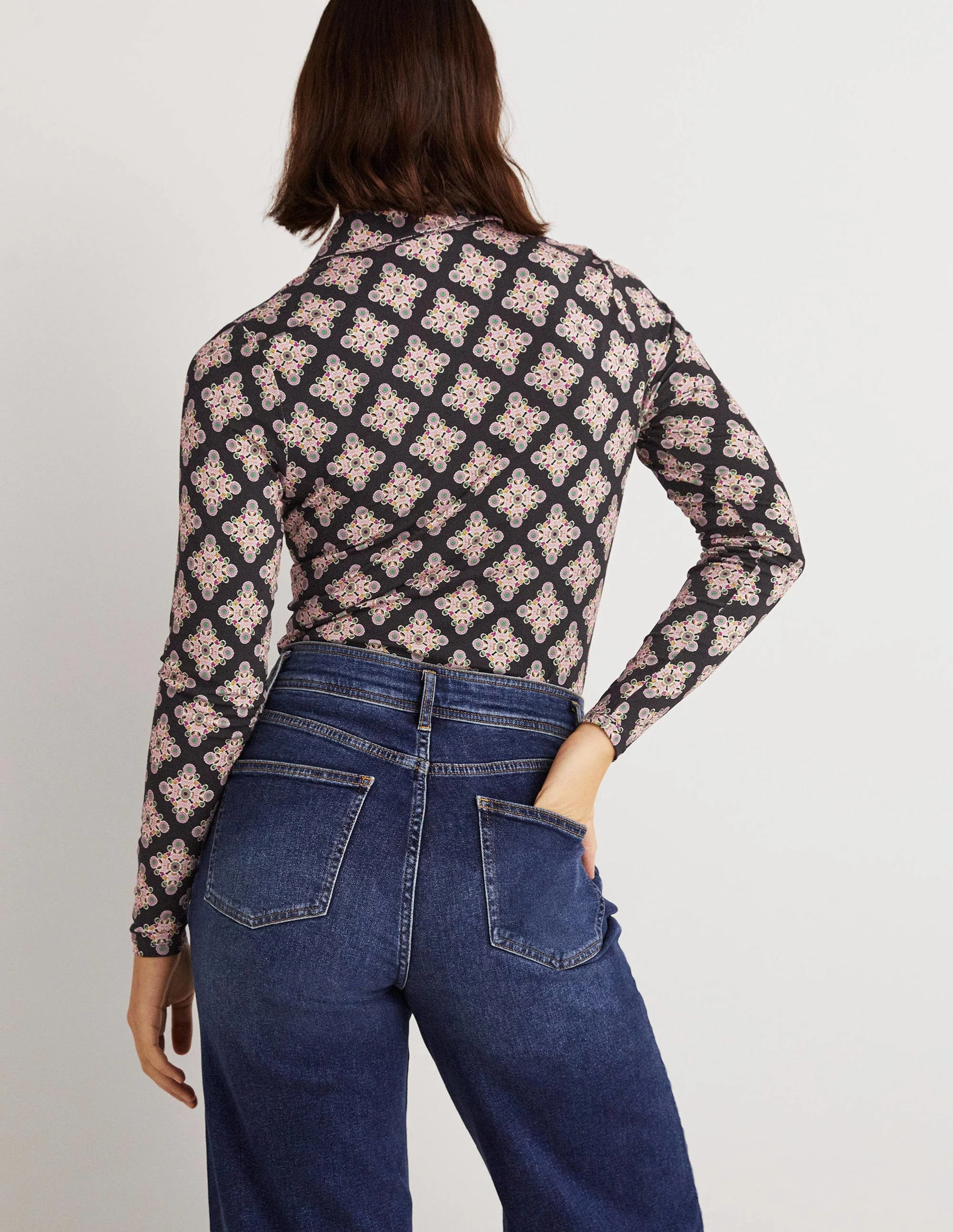 Fitted Jersey Shirt-Multi, Daisy Illusion Tile - Image 3