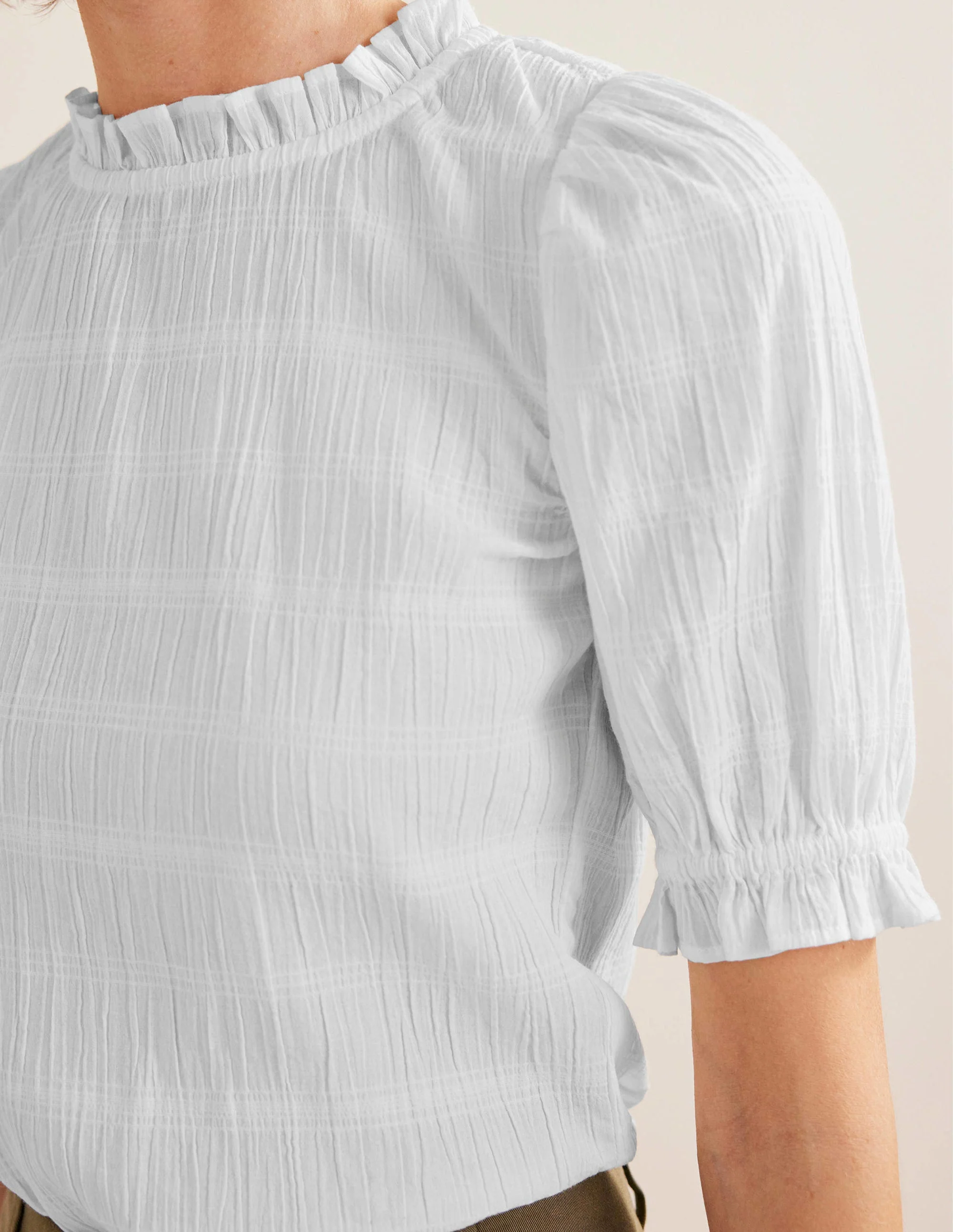 Fitted Textured Top-White - Image 2