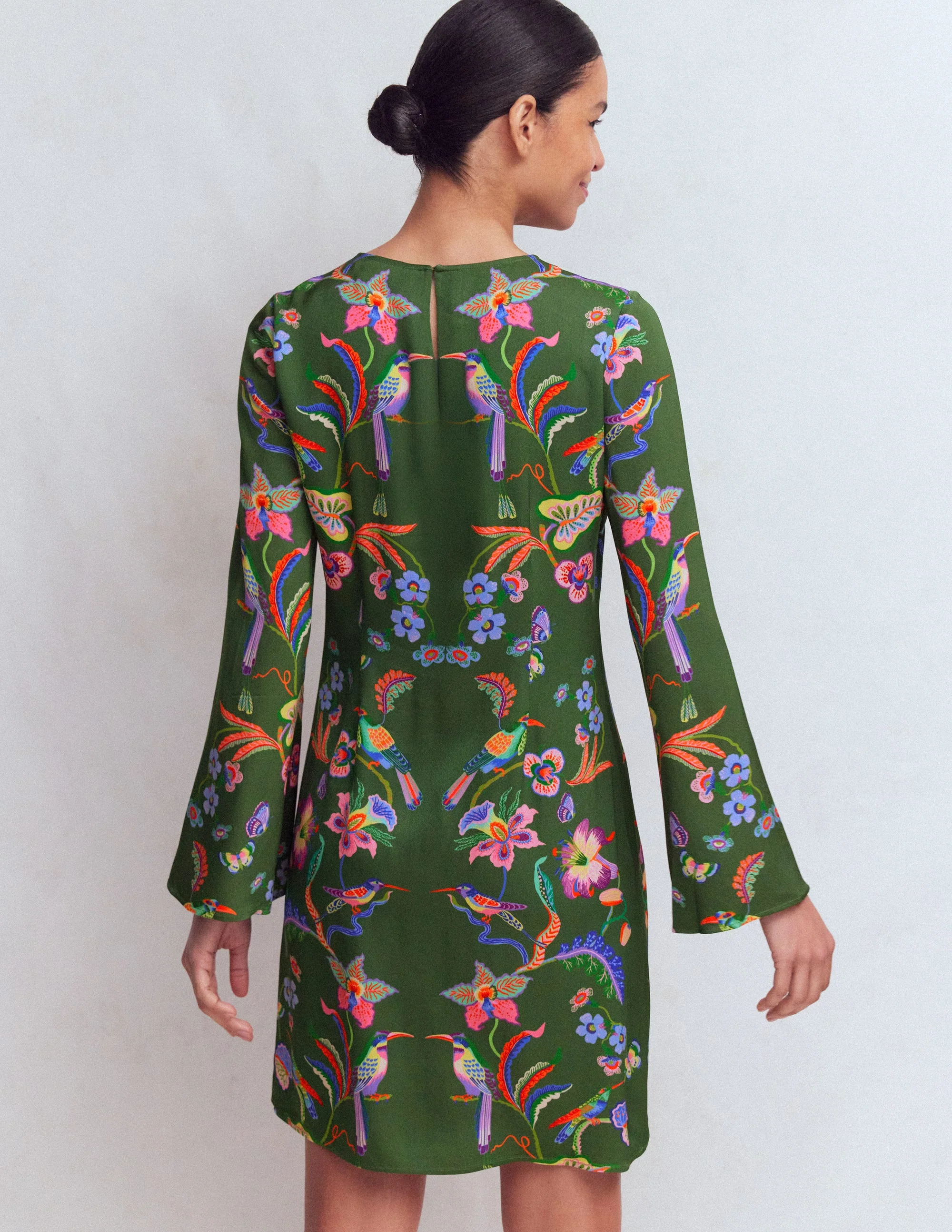 Flared Sleeve Shift Dress-Hunter Green, Orchid Canopy - Image 4
