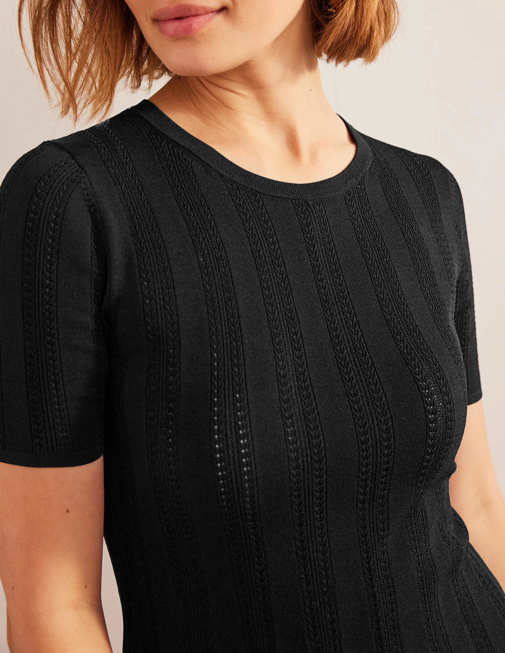 Flared Stitch Mini Dress-Black - Image 2