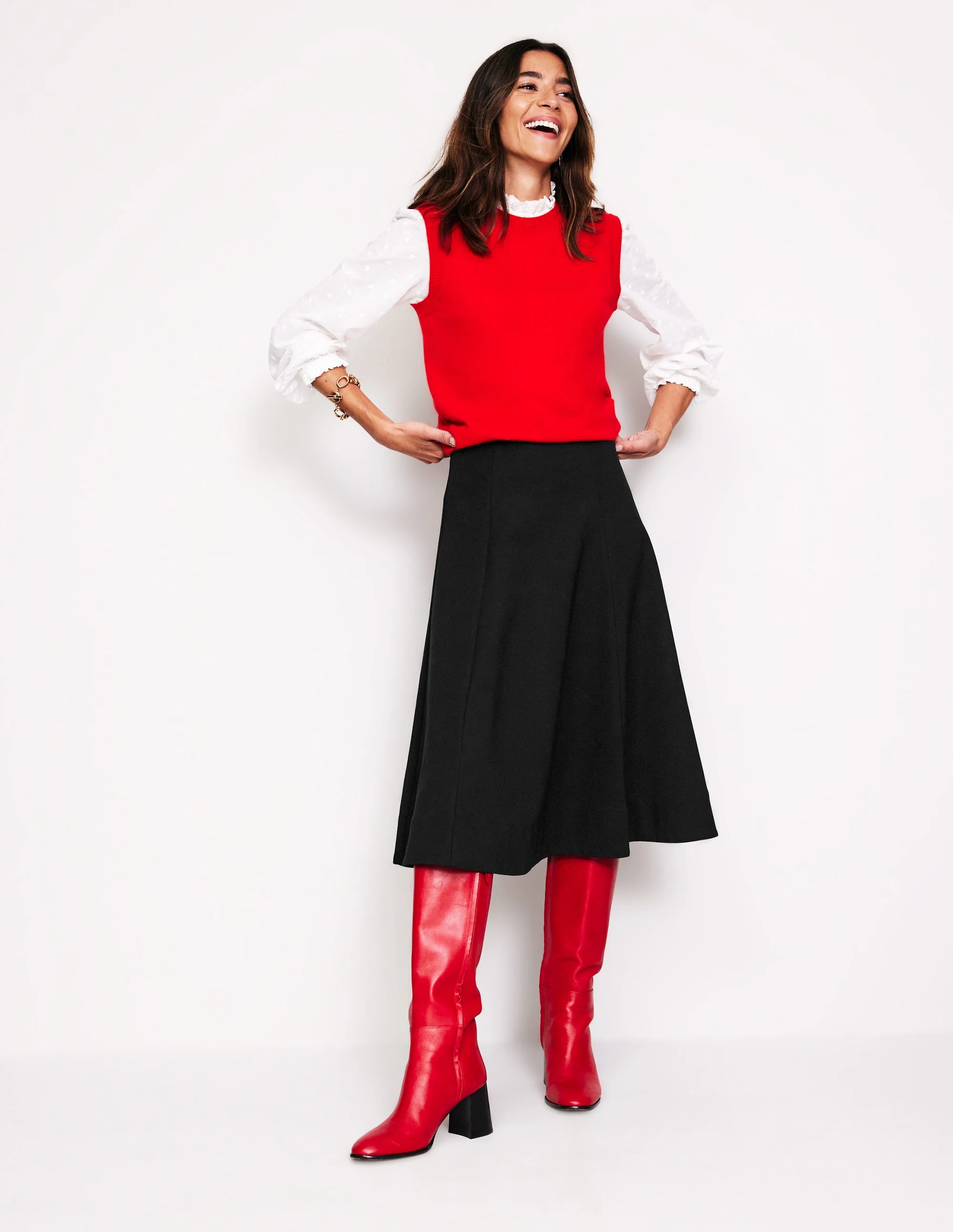 Flippy Ponte Midi Skirt-Black
