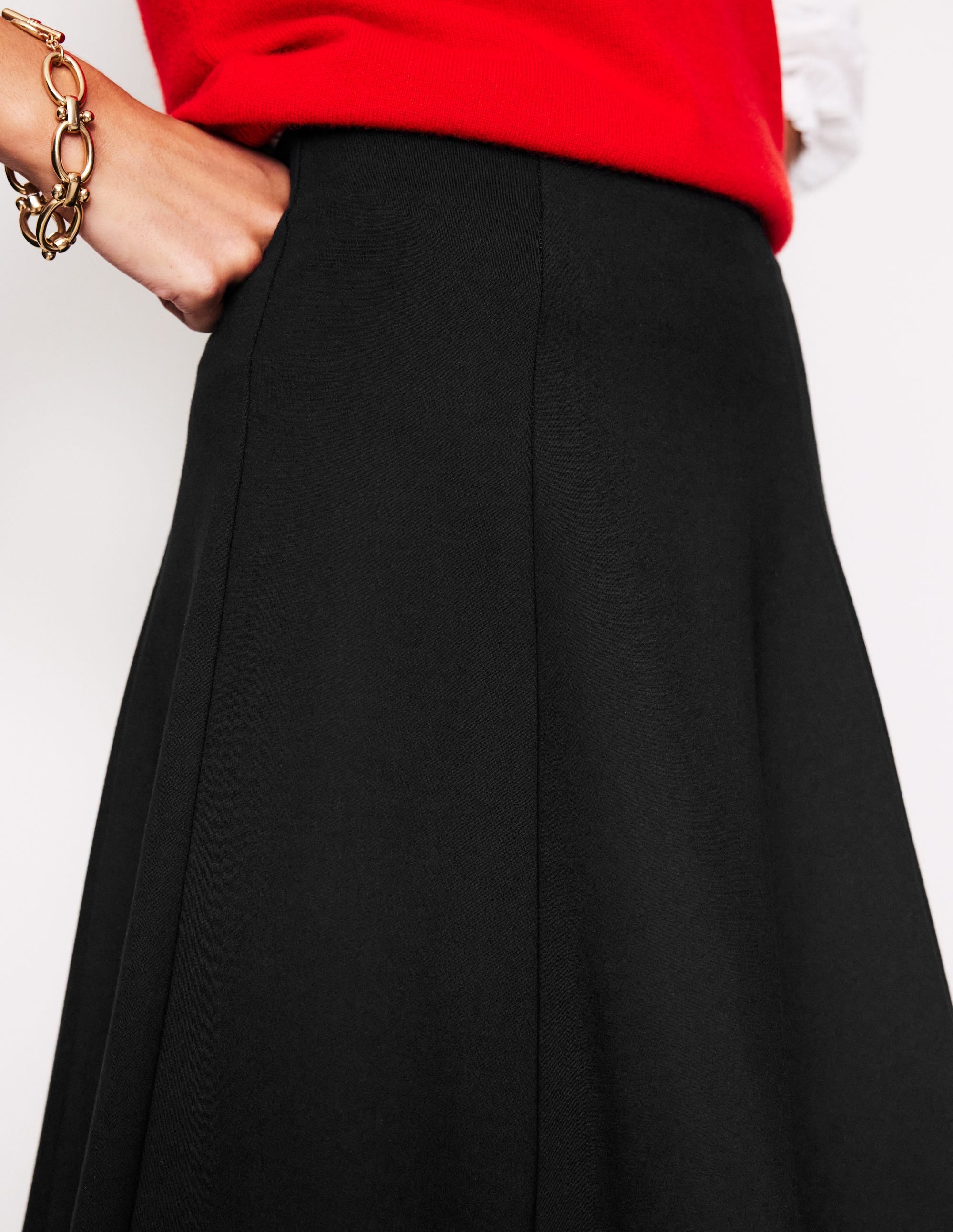 Flippy Ponte Midi Skirt-Black - Image 2