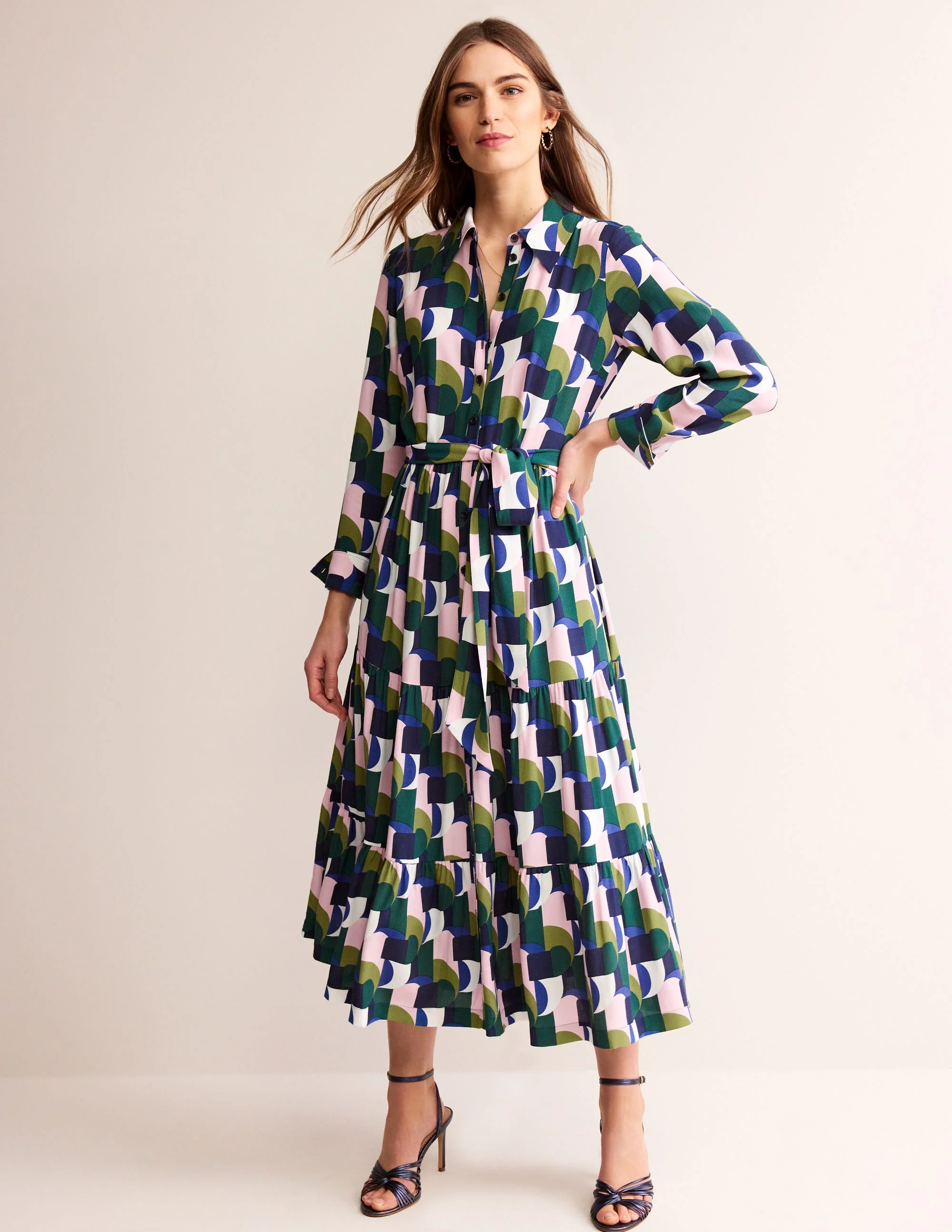 Flo Midi Shirt Dress-Botanic Garden, Geometric - Image 5