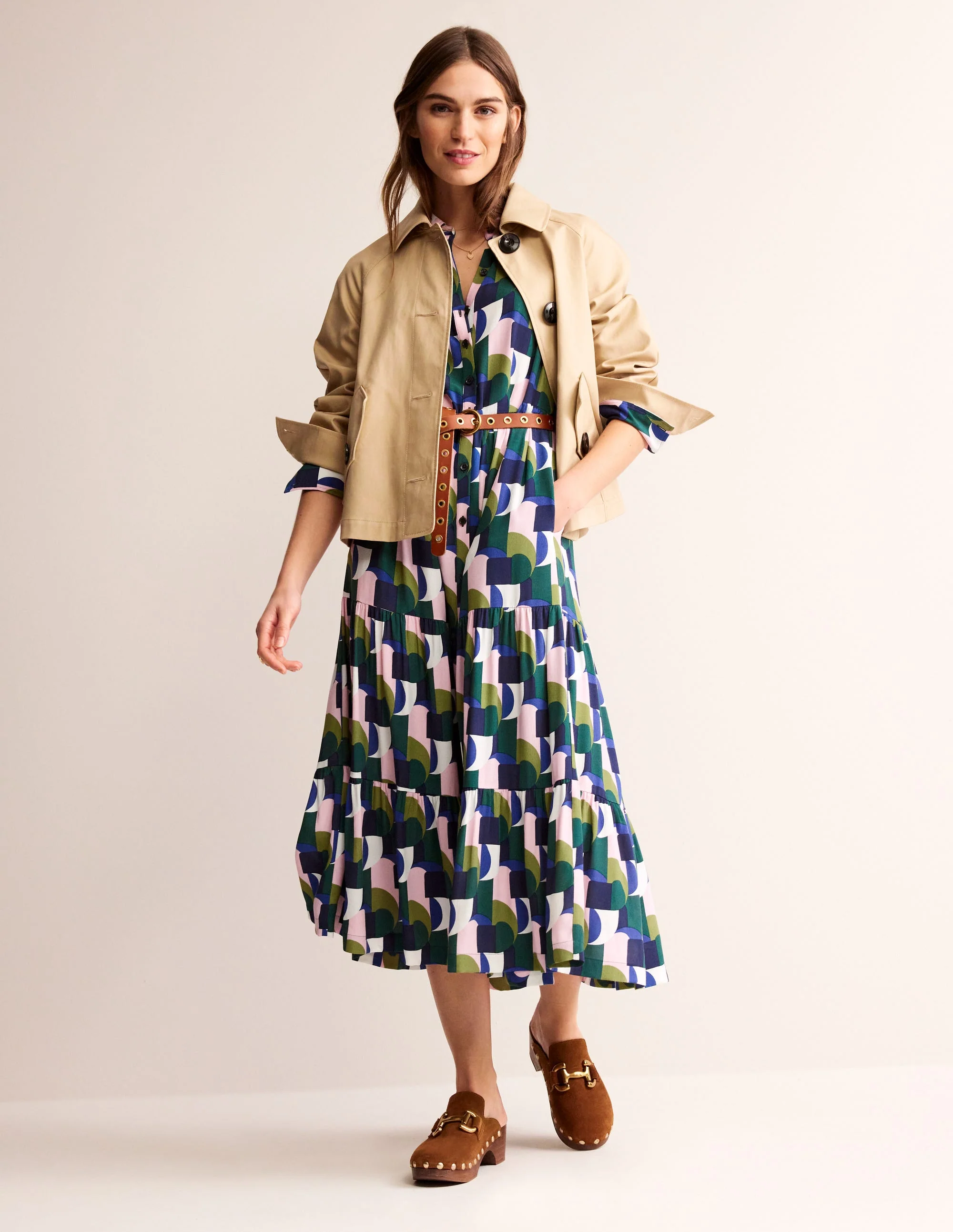 Flo Midi Shirt Dress-Botanic Garden, Geometric - Image 6