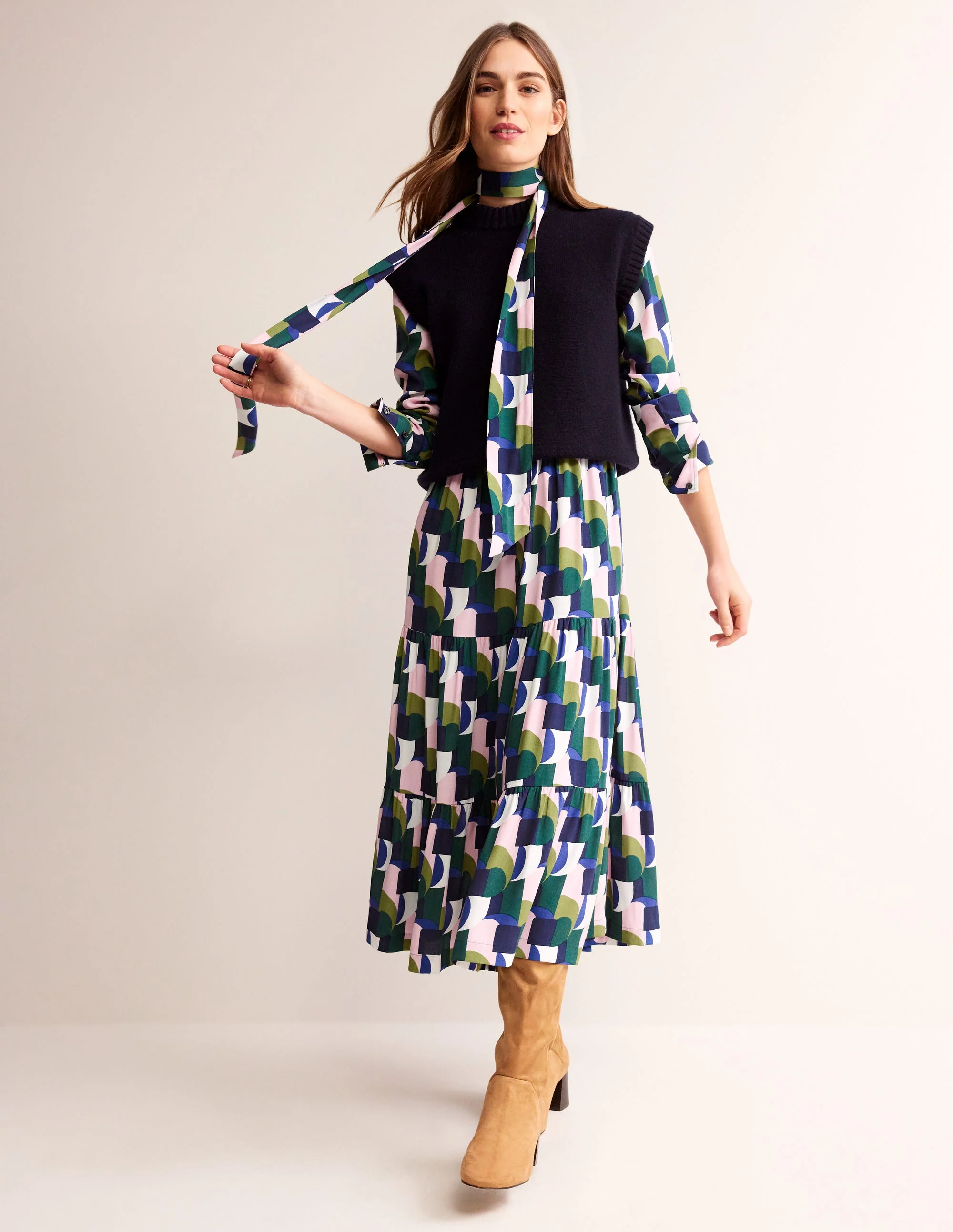 Flo Midi Shirt Dress-Botanic Garden, Geometric - Image 7