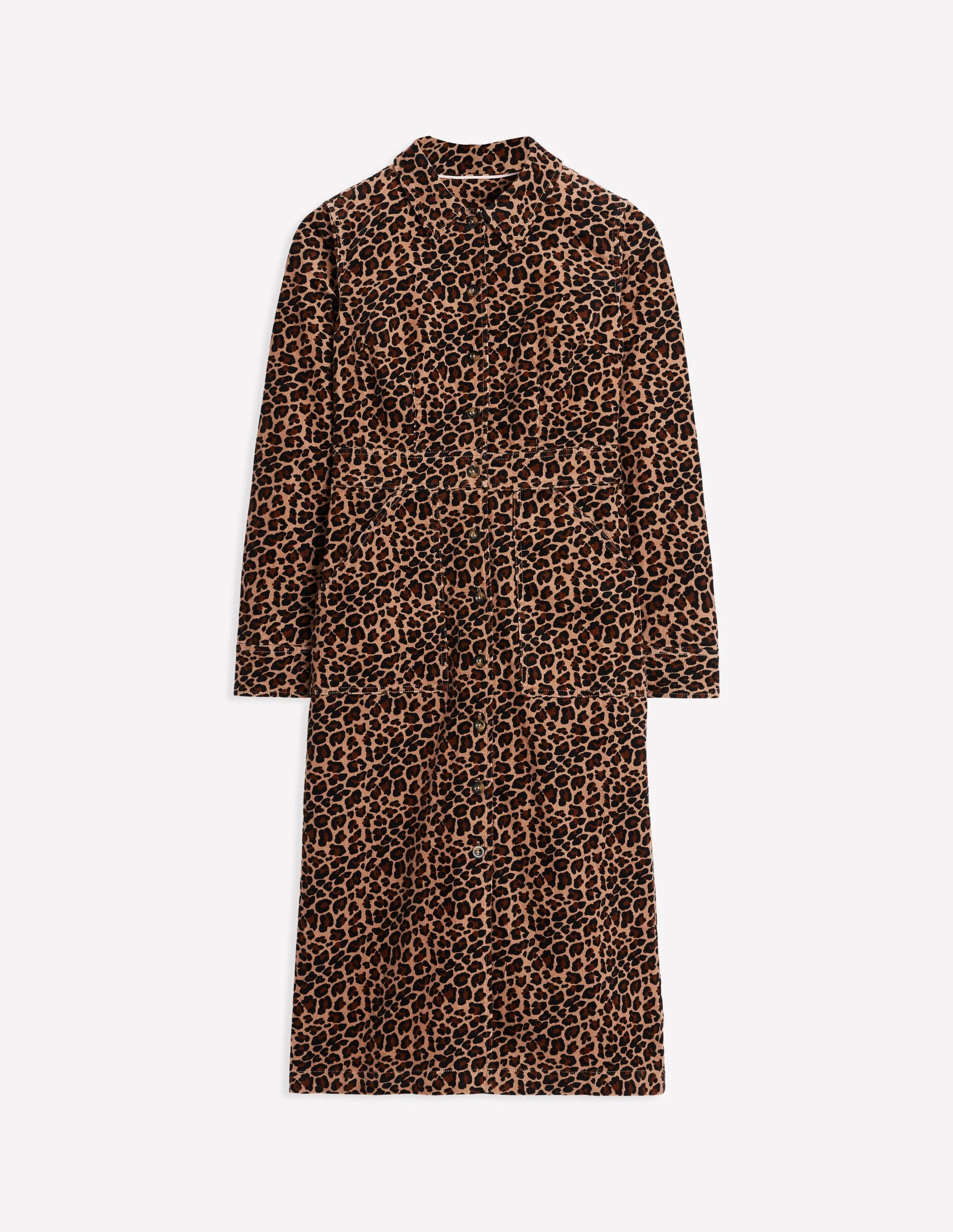 Flora Cord Midi Shirt Dress-Camel, Cheetah Pop - Image 5