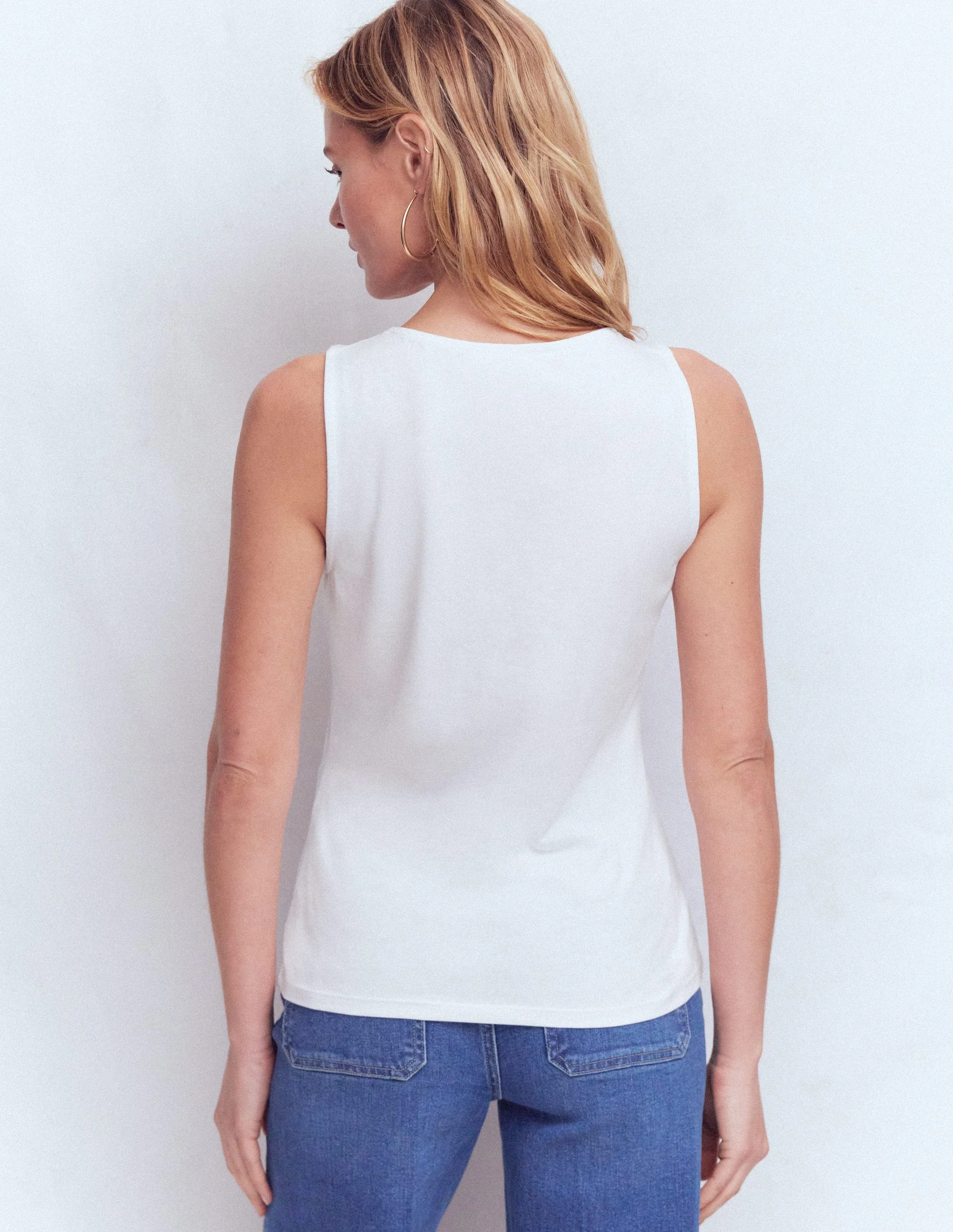 Flora Lace Trim Supersoft Tank-Brilliant White - Image 3