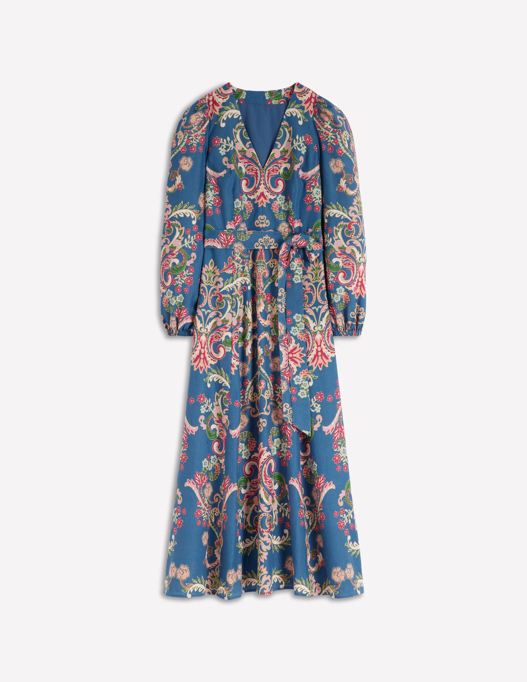 Florence Linen Blend Dress-Blue, Enchanting Bouquet - Image 6