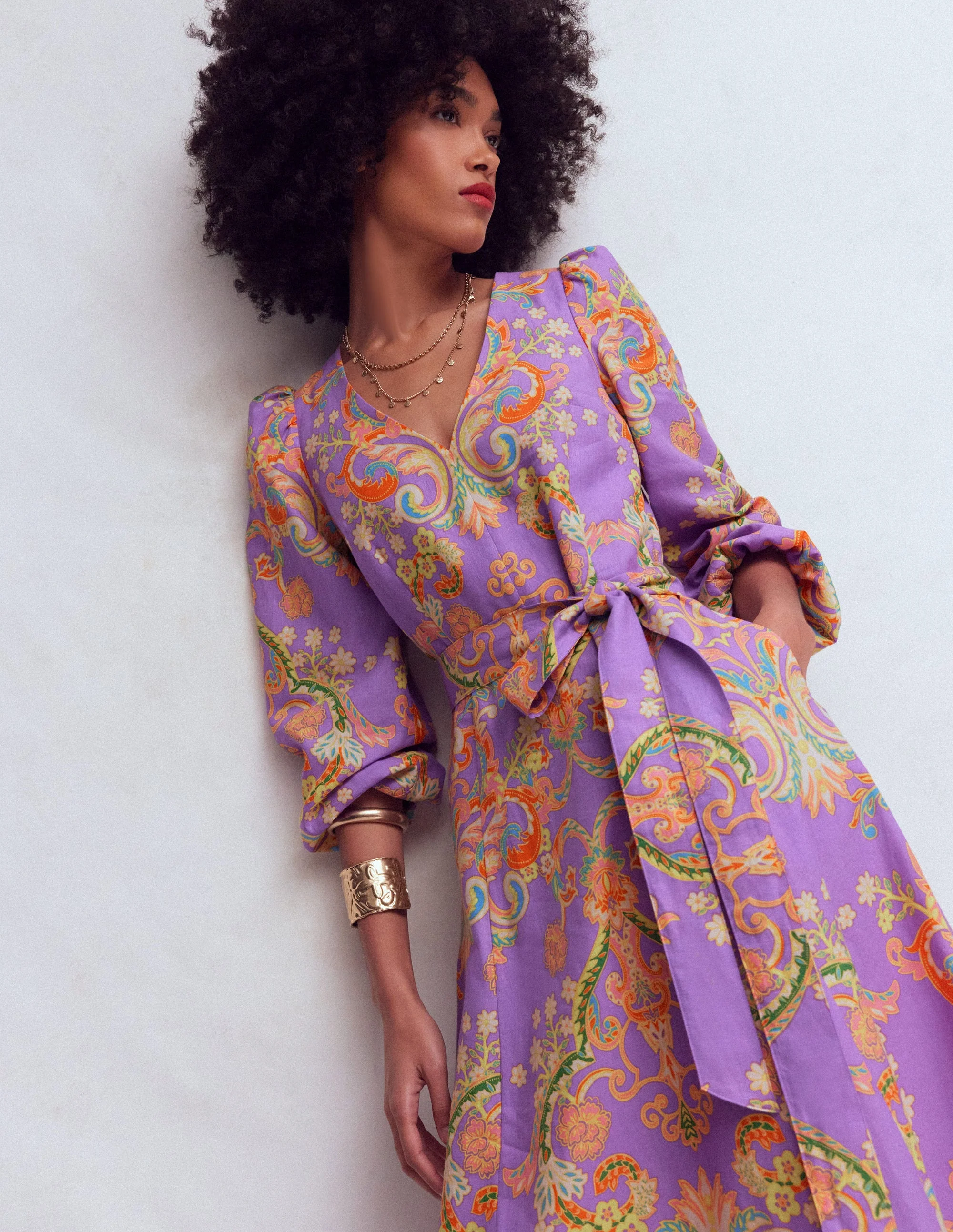 Florence Linen Blend Dress-Multi Enchanting Bouquet - Image 3
