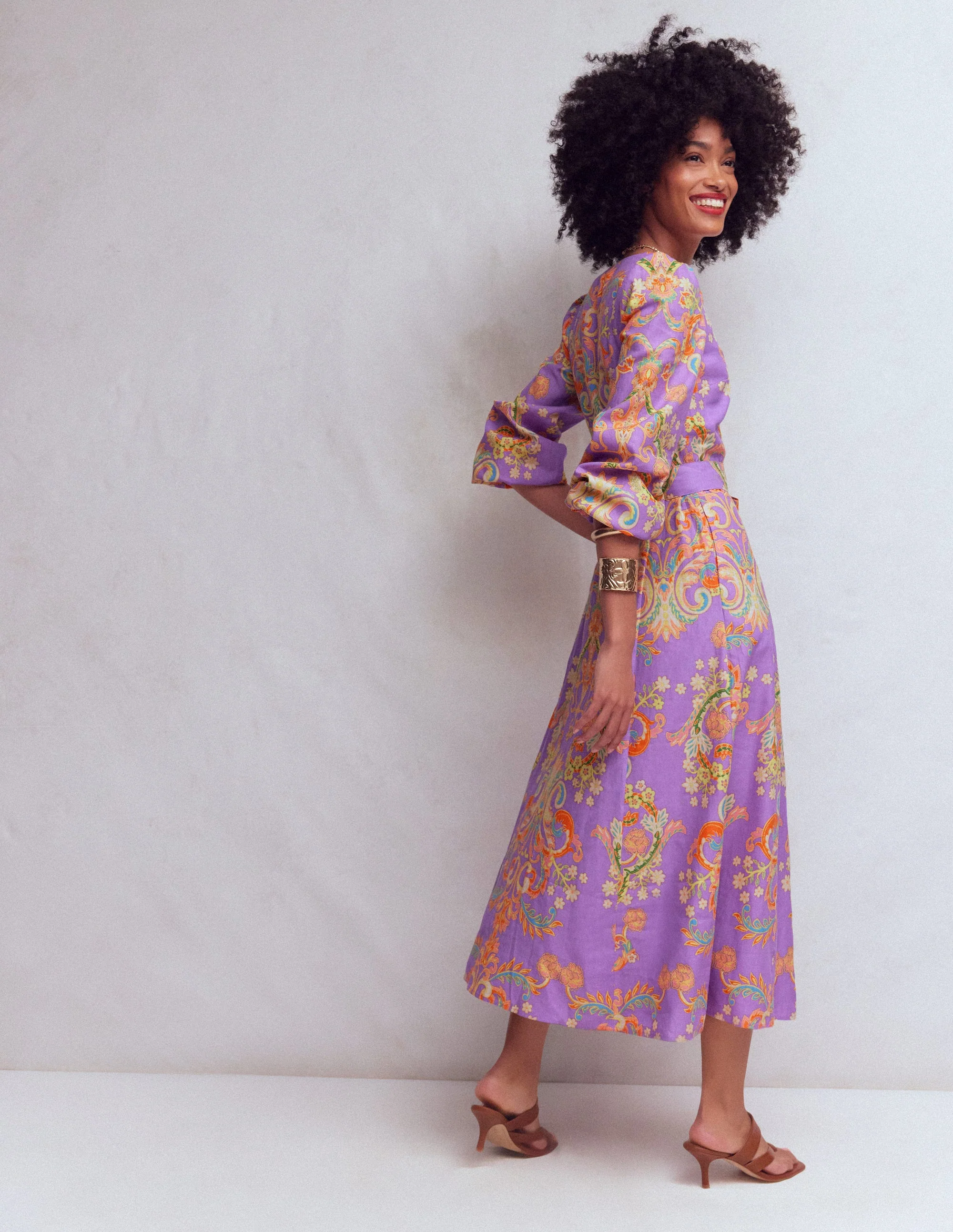 Florence Linen Blend Dress-Multi Enchanting Bouquet - Image 4