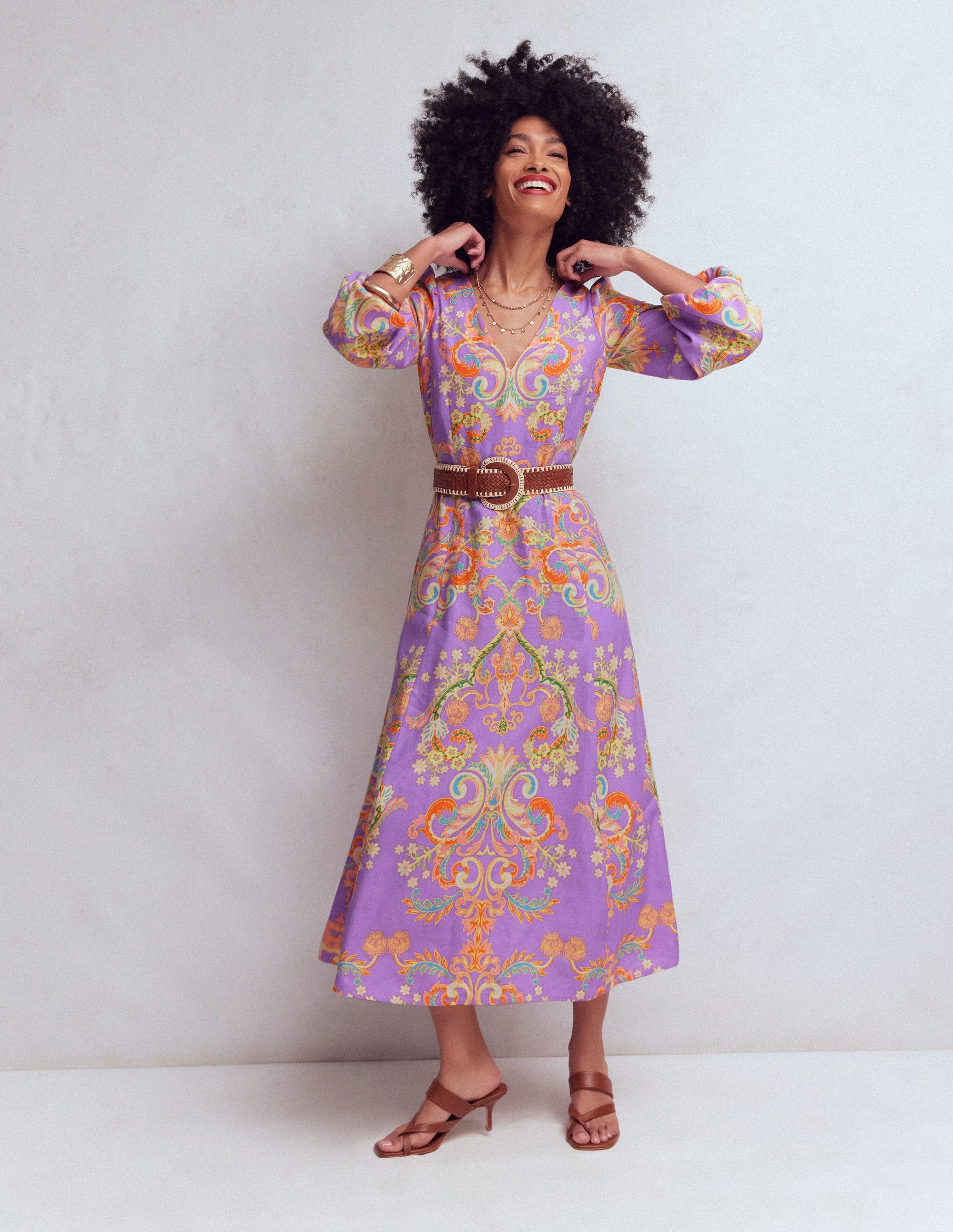 Florence Linen Blend Dress-Multi Enchanting Bouquet - Image 5