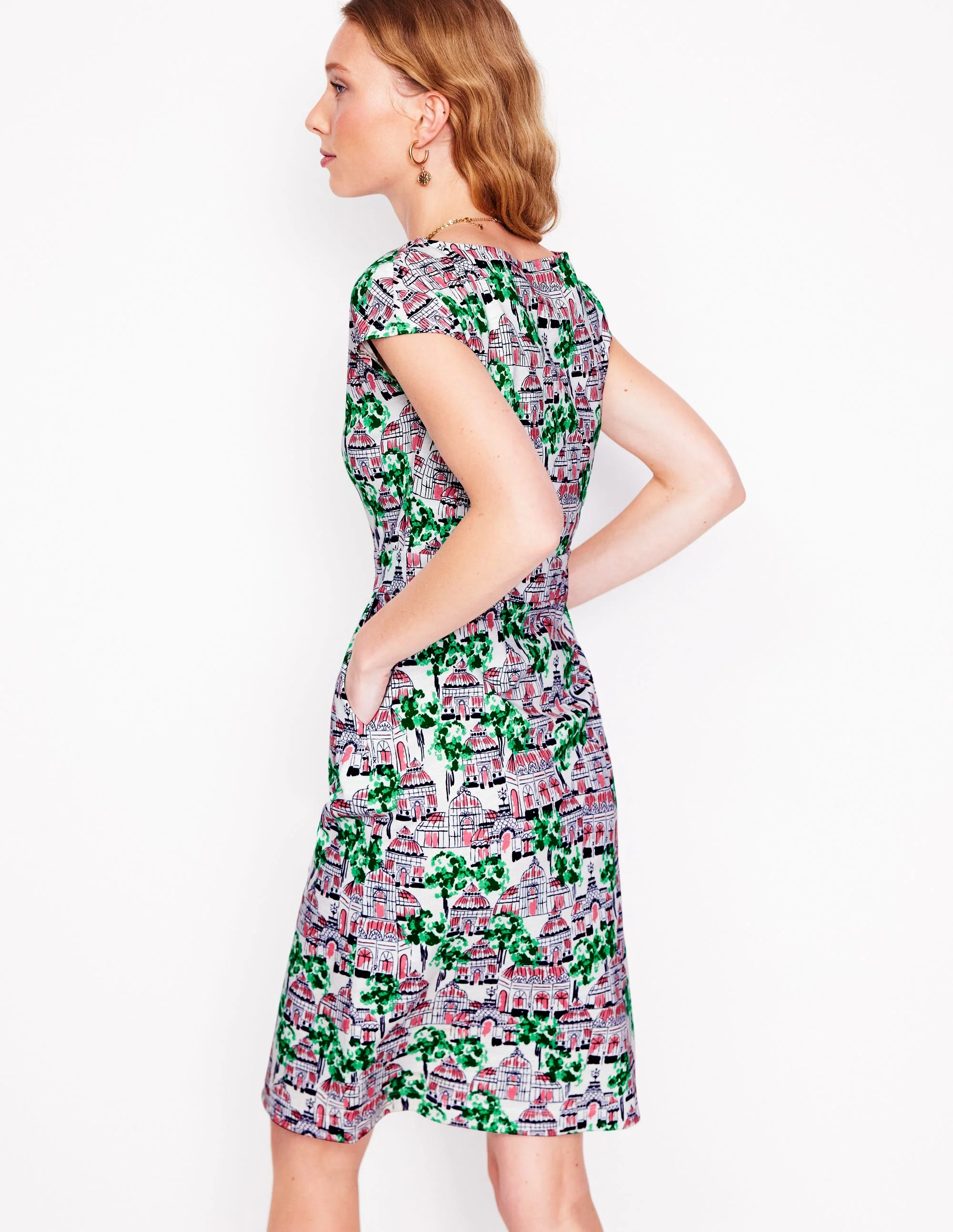 Florrie Jersey Dress-Ivory, Botanical Greenhouse - Image 3