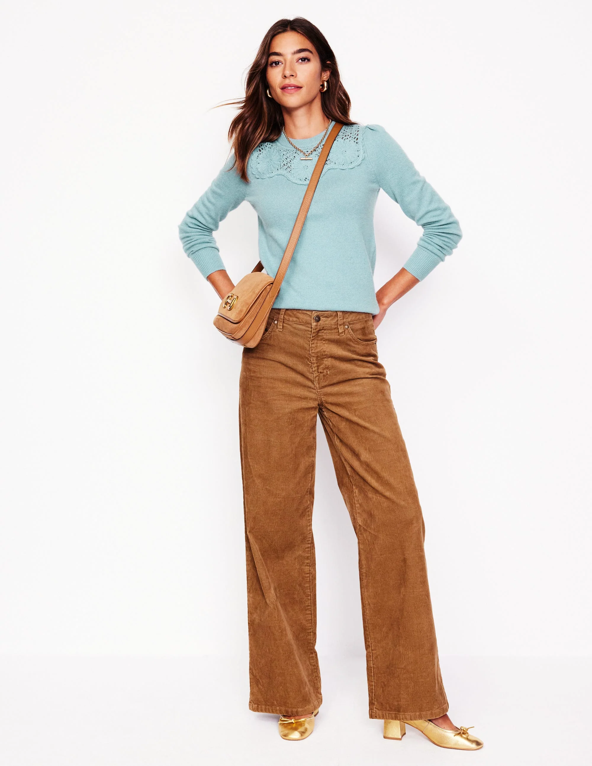 Flower Motif Sweater-Seamist Blue Melange - Image 4
