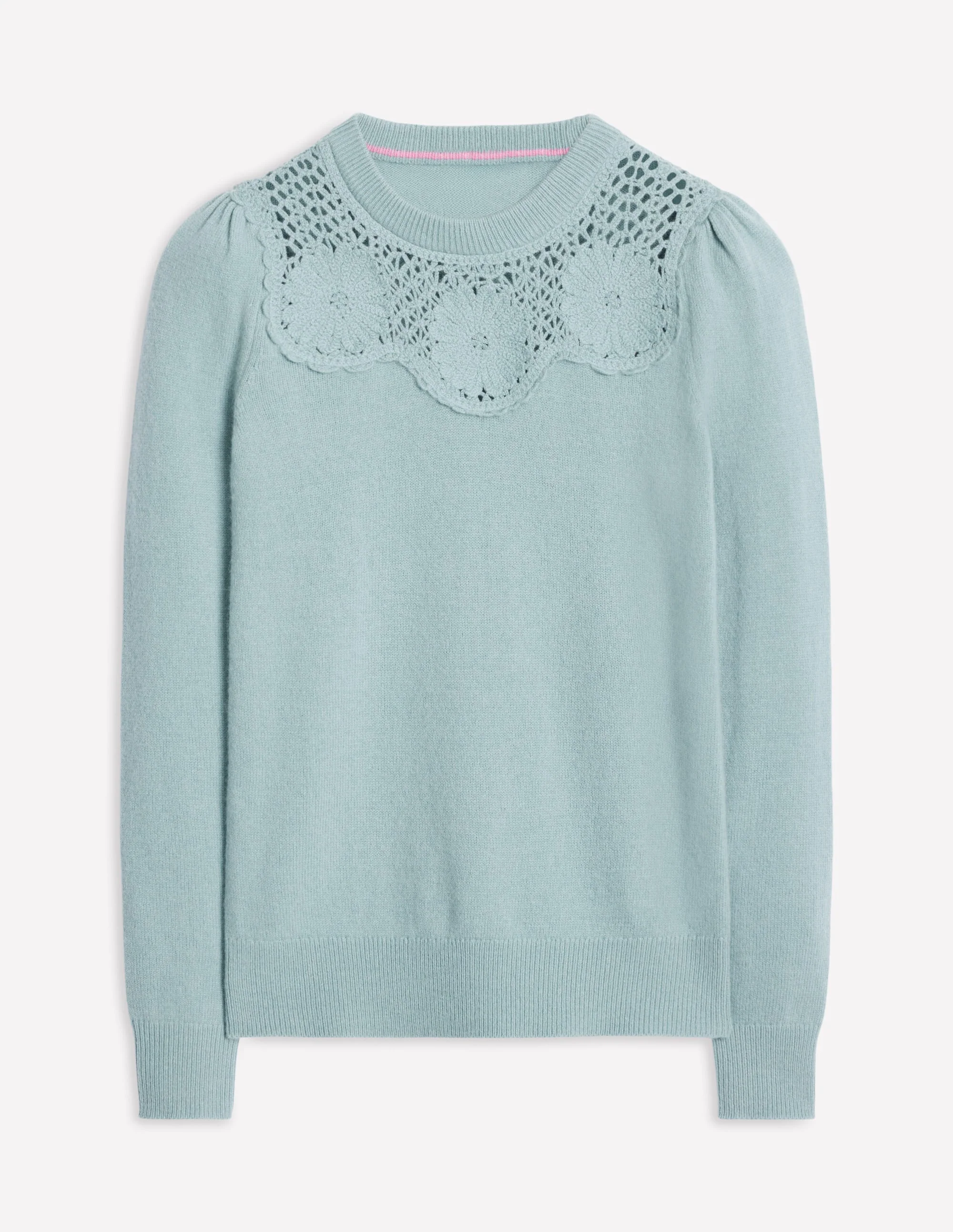 Flower Motif Sweater-Seamist Blue Melange - Image 5