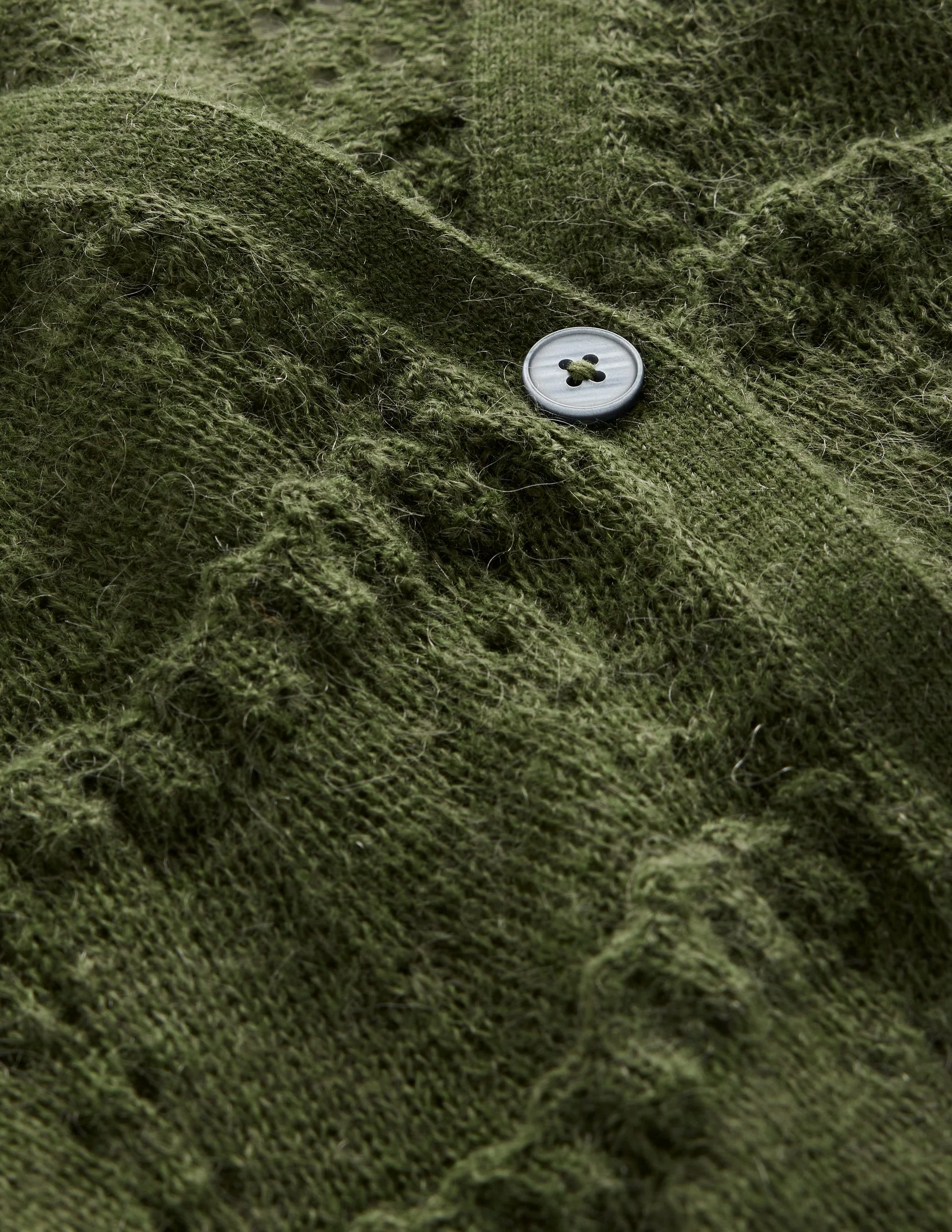 Fluffy Pointelle Cardigan-Garden Green - Image 6