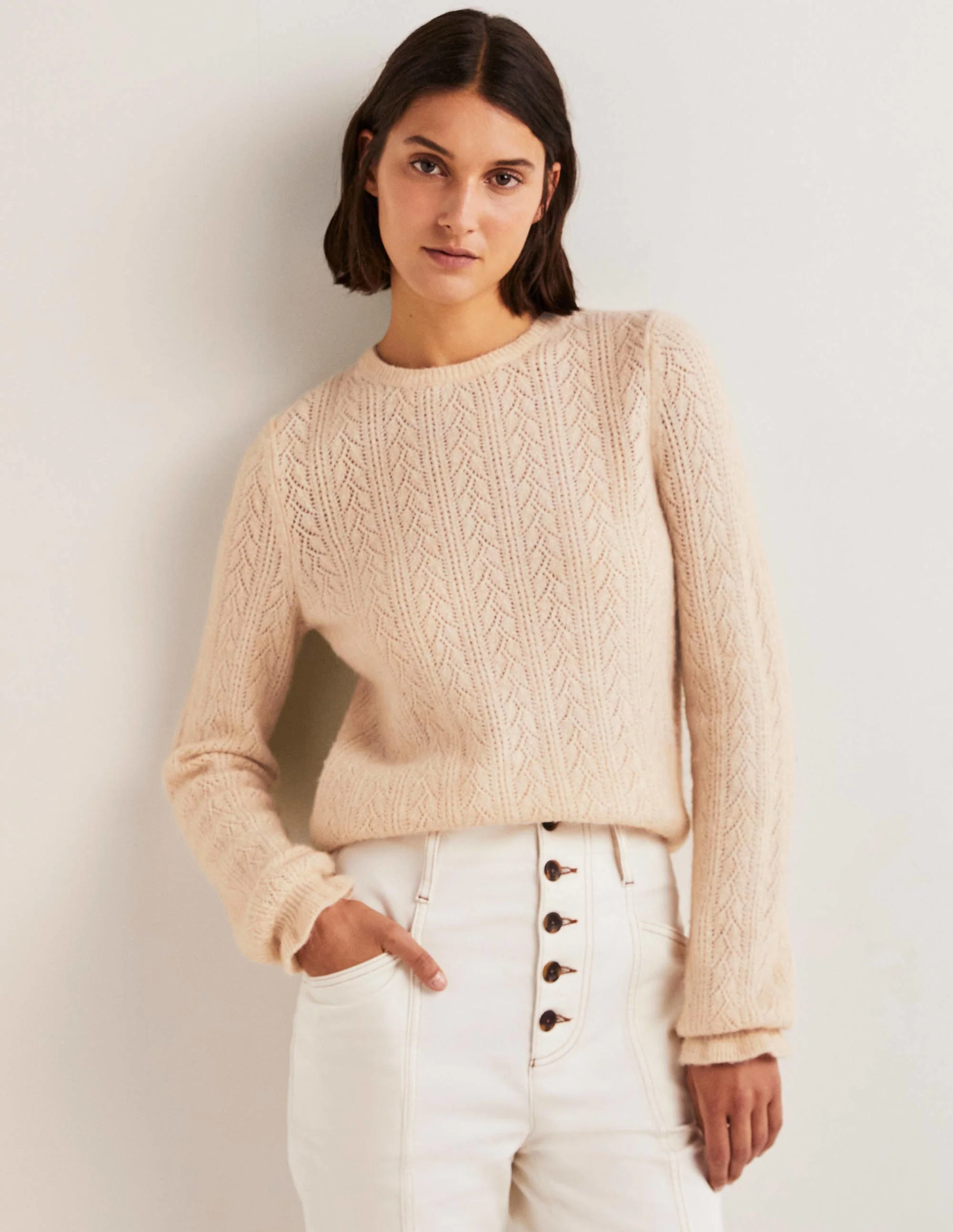 Fluffy Pointelle Sweater-Rope