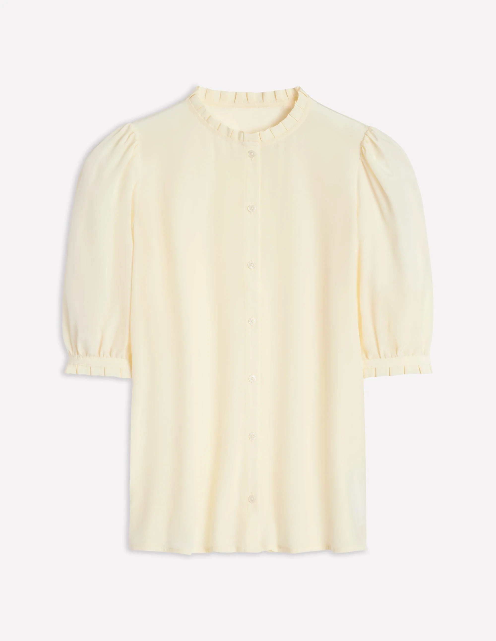 Frill Detail Silk Top-Ivory - Image 6