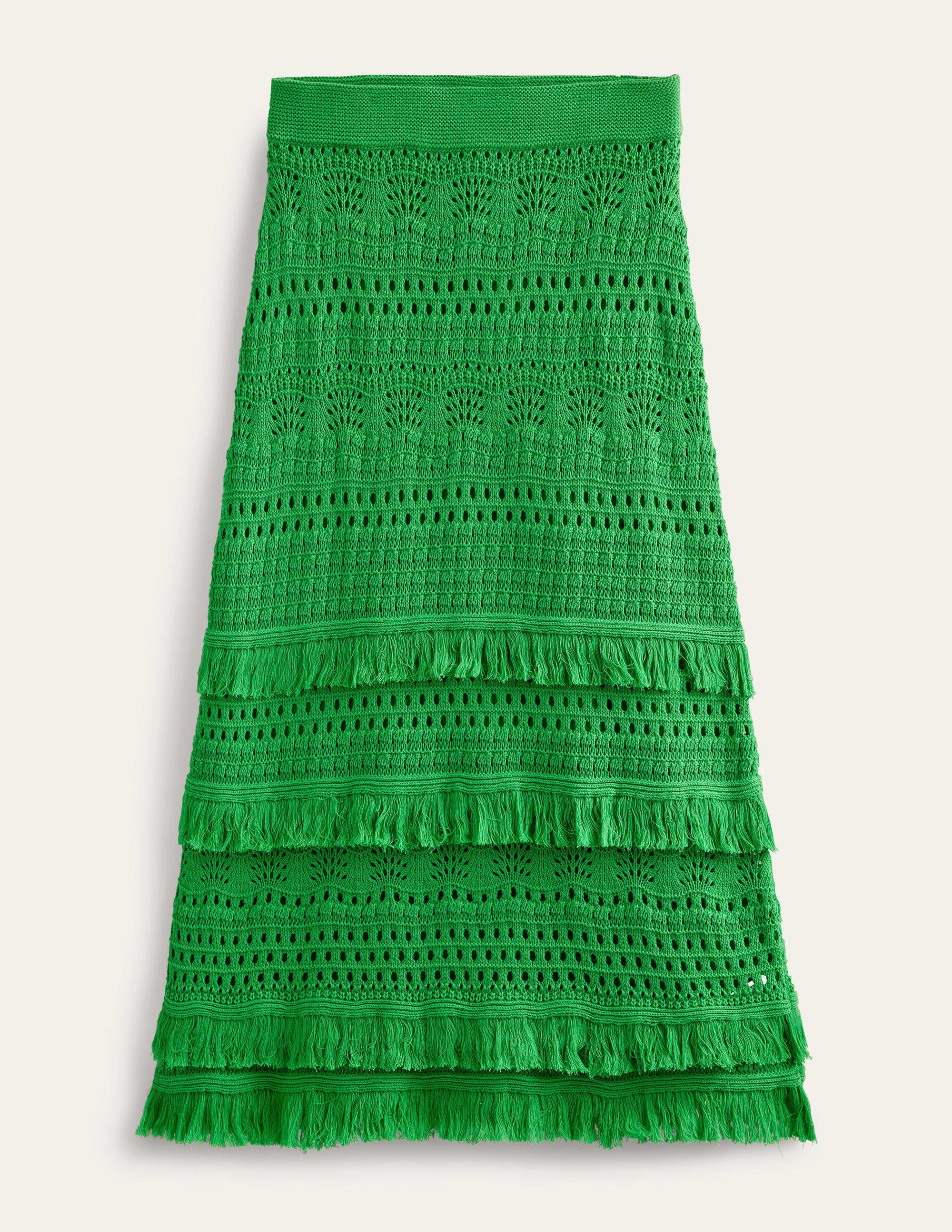 Fringe Crochet Knitted Skirt-Bright Green - Image 5