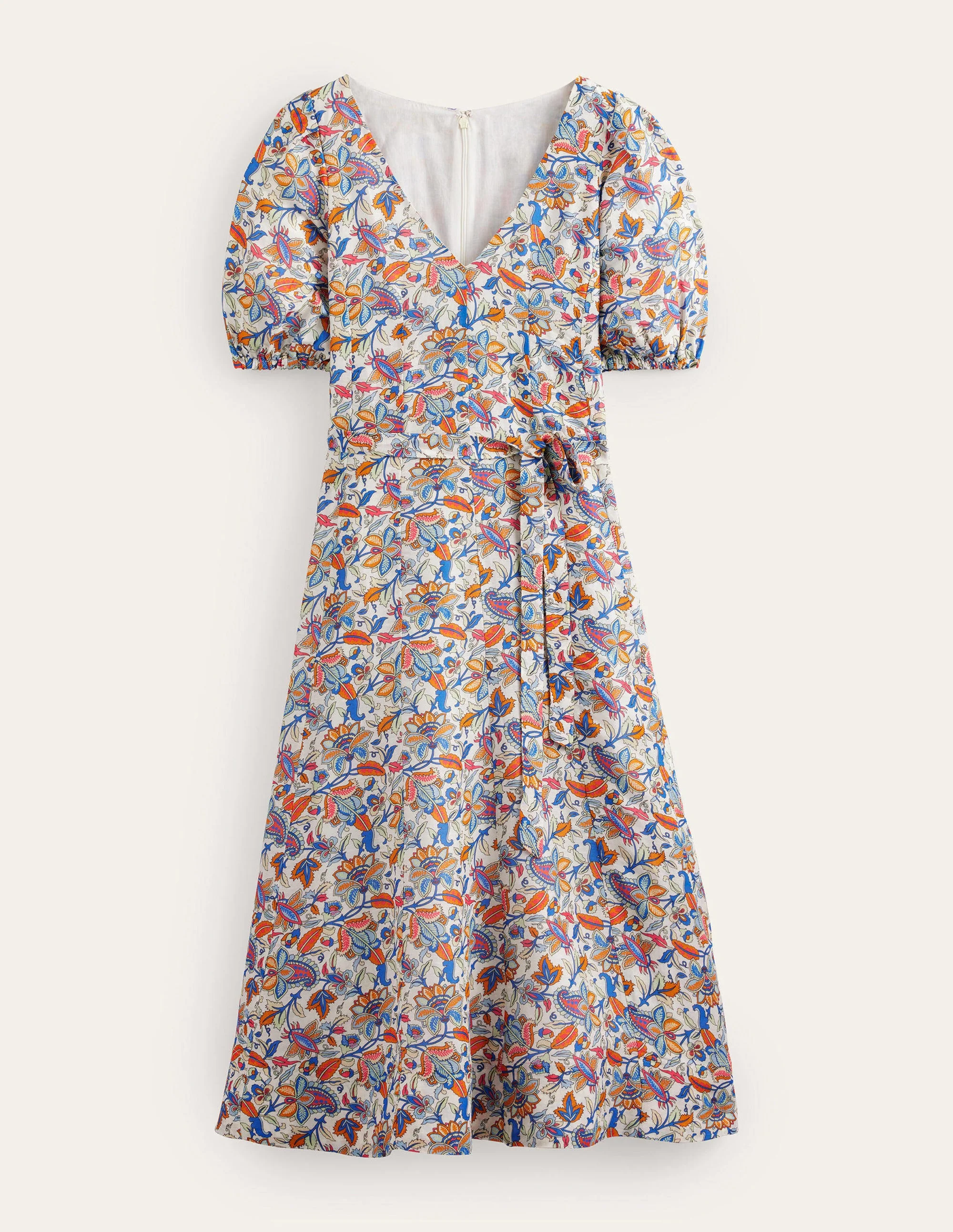 Full Skirt Panelled Midi Dress-Nebulas Blue, Paisley Vine - Image 6
