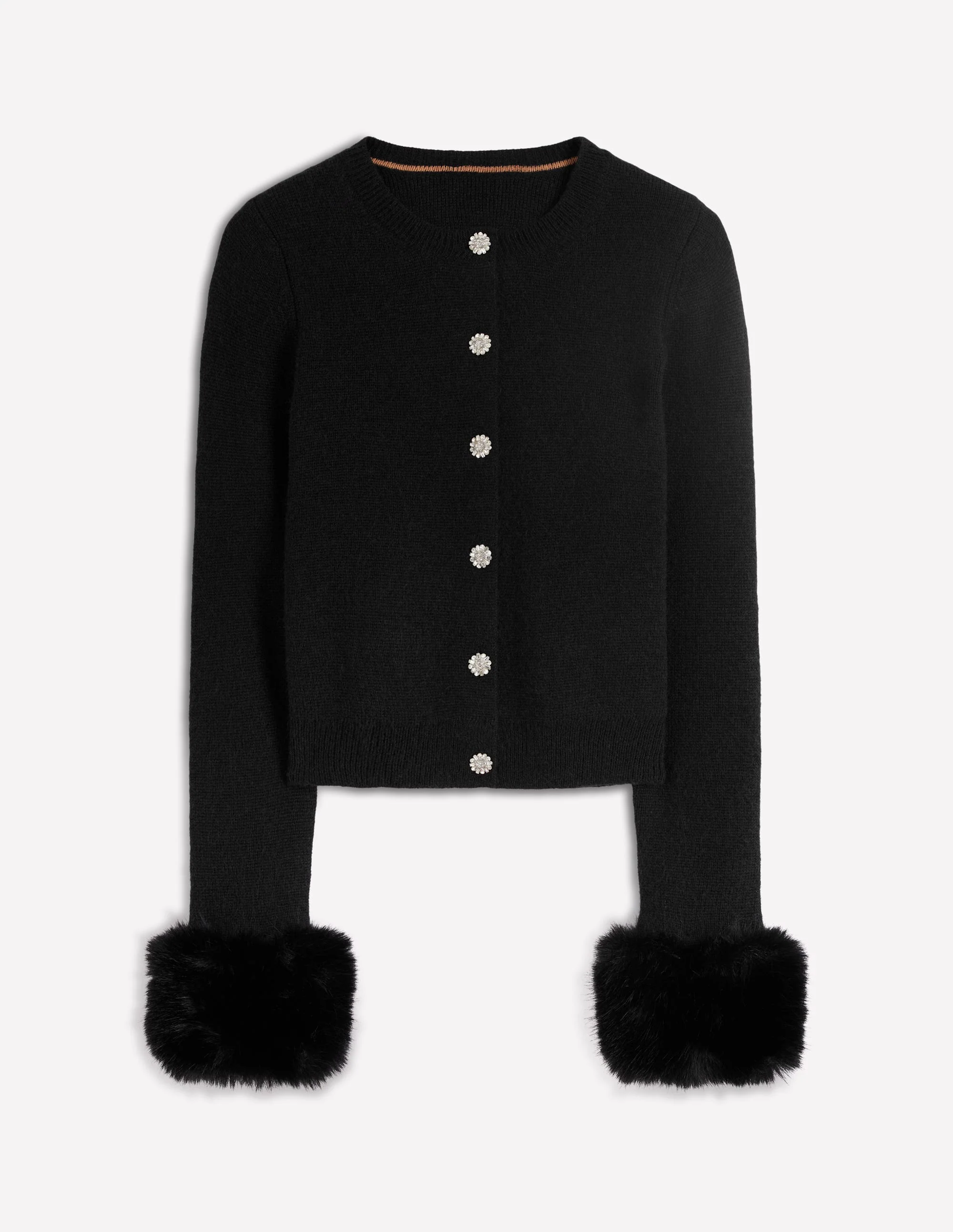 Fur Trim Cardigan-Black - Image 7