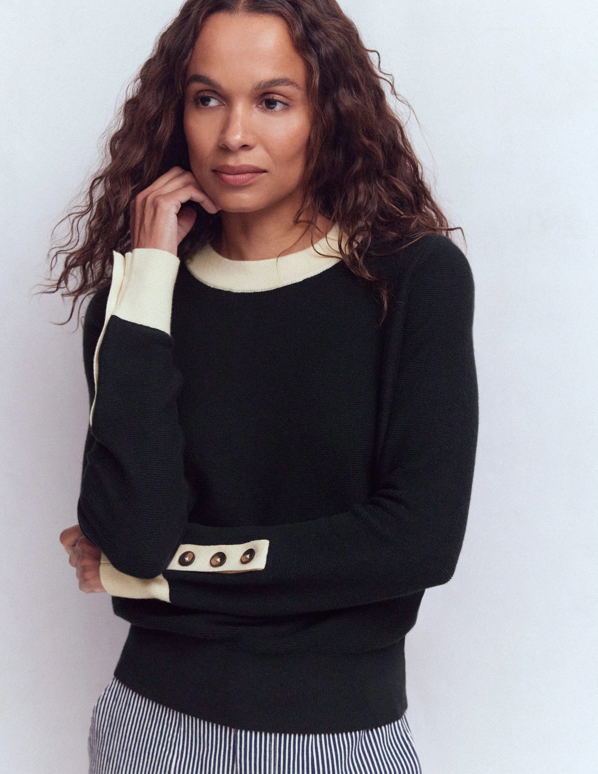 Grace Colour Block Sweater-Navy - Image 2
