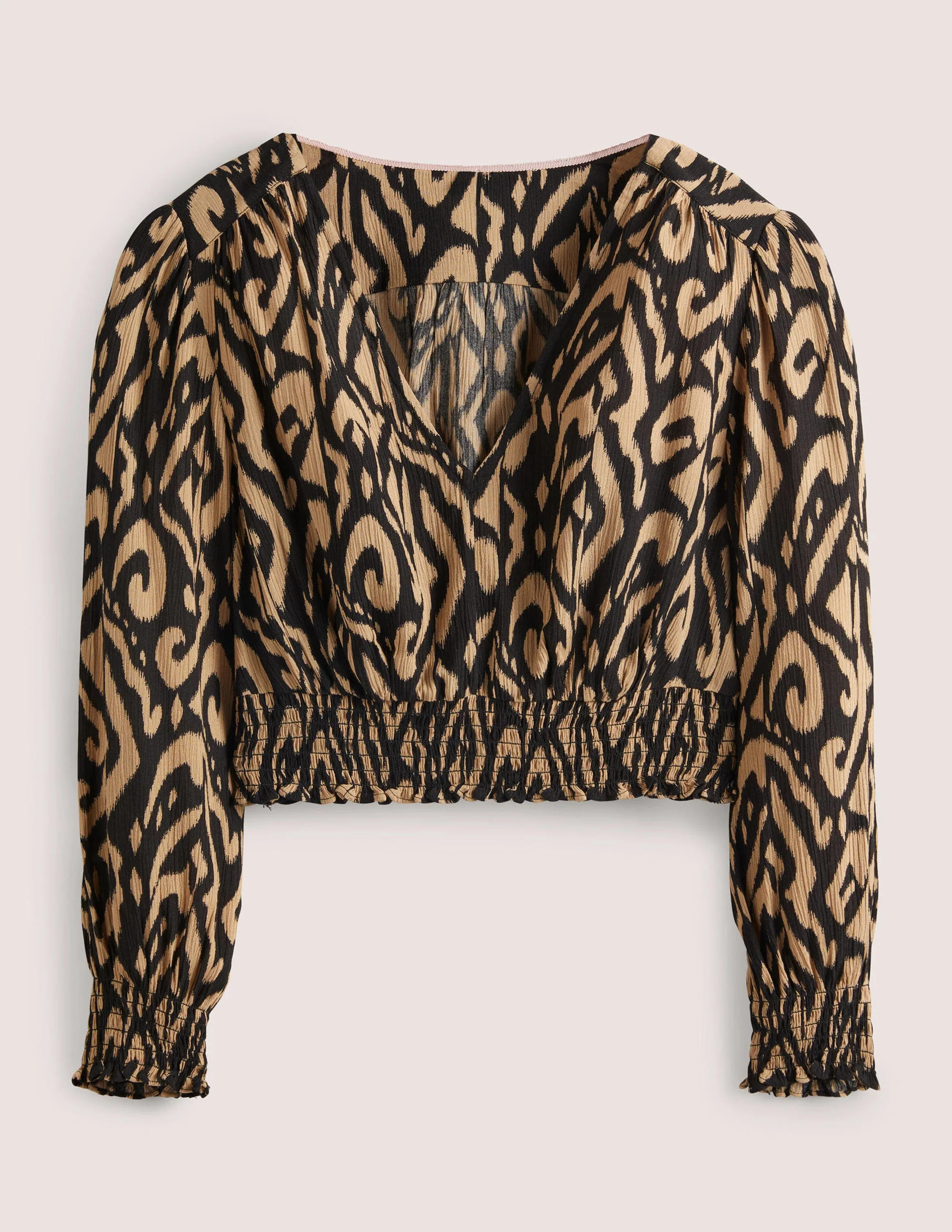 Grace Crinkle Co-ord Top-Black, Ikat - Image 5