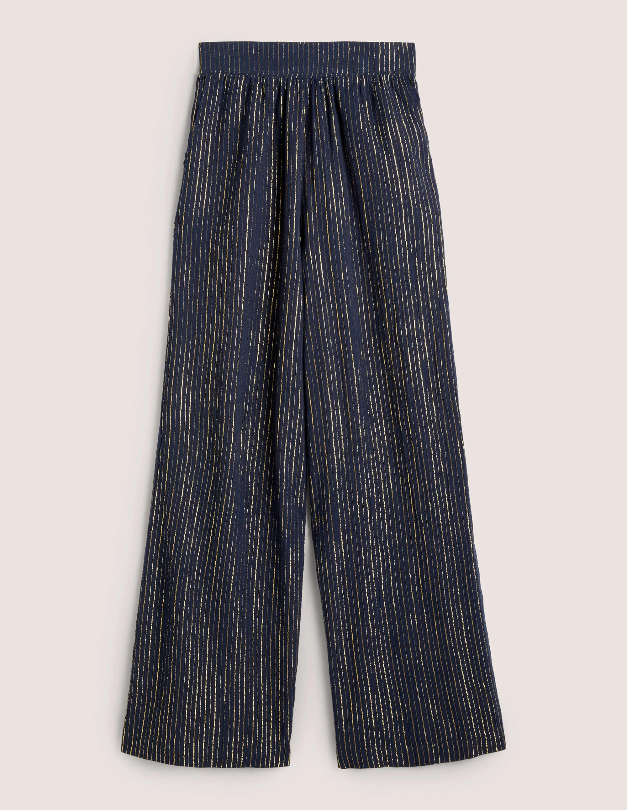 Grace Crinkle Wide Leg Pants-Navy Crinkle Lurex - Image 5